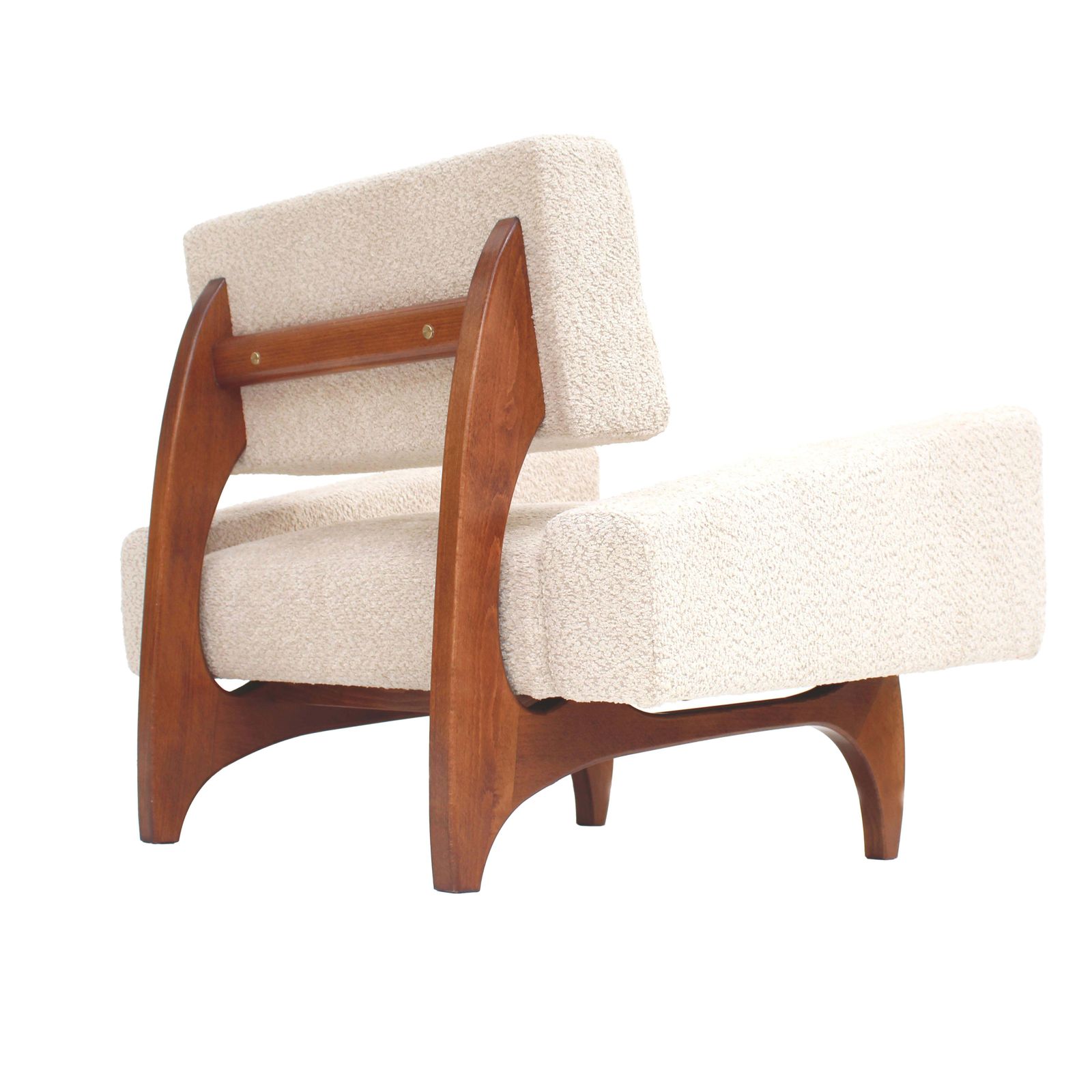 Pair Of Italian Contemporary Walnut Armchairs With White Bouclé Upholstery photo 4778.0
