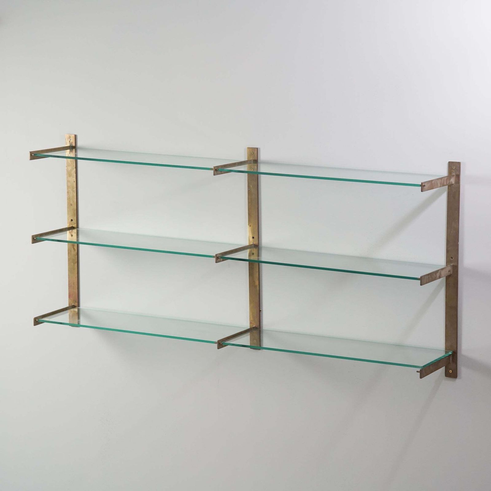 Rare Glass And Brass Wall Shelf System, Ahti Taskinen, 1960/1970s photo furniture
