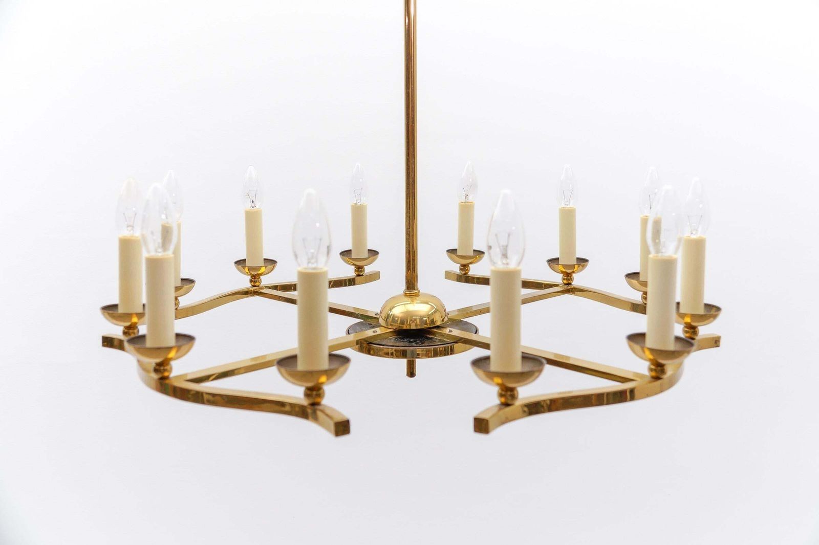 photo buy Amazing Huge Chandelier In Brass, Vereinigte Werkstätten München, 1950s Germany