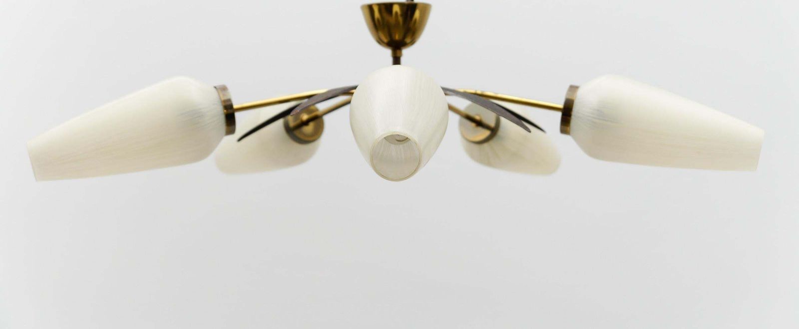 Mid Century Modern 5 Armed Brass And Glass Sputnik Lamp, 1950 photo furniture