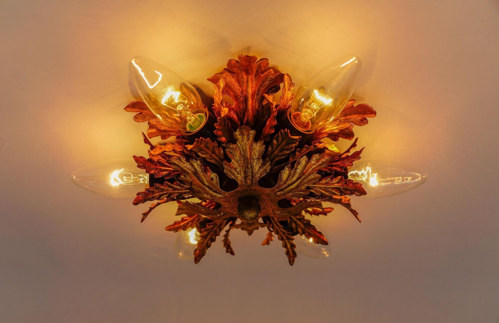 Florentine Ceiling Lamp By Banci Firenze In Gold, 1960s Italy photo vinterior