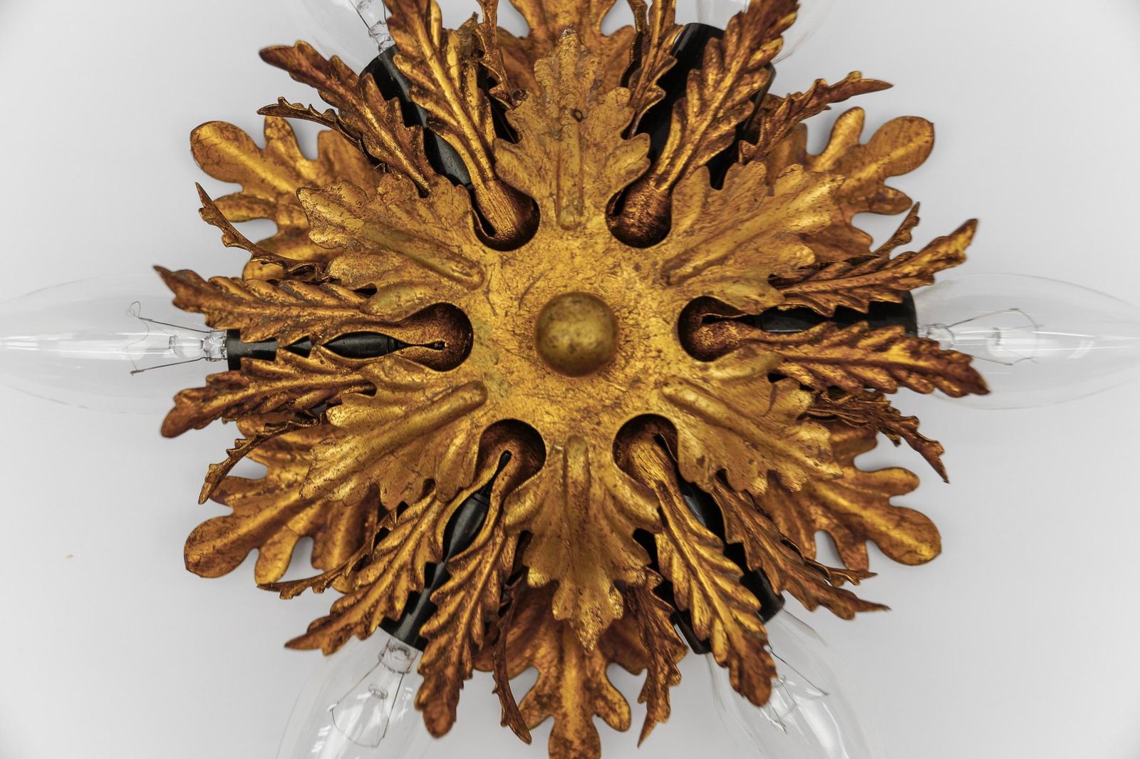 photo furniture Florentine Ceiling Lamp By Banci Firenze In Gold, 1960s Italy