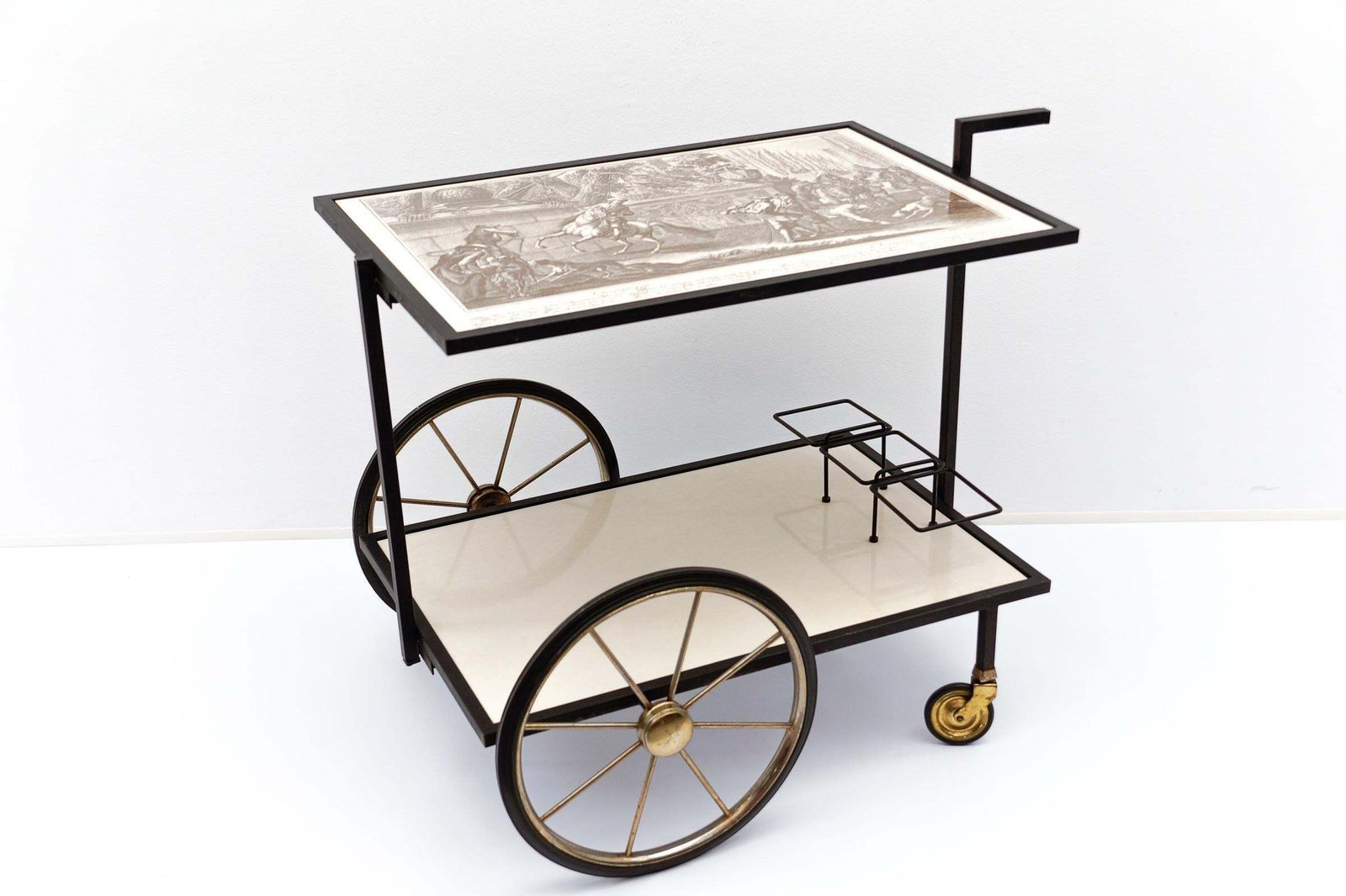 Simple And Elegant Metal Bar Cart Serving Trolley, "Changieren", 1960s Germany photo furniture