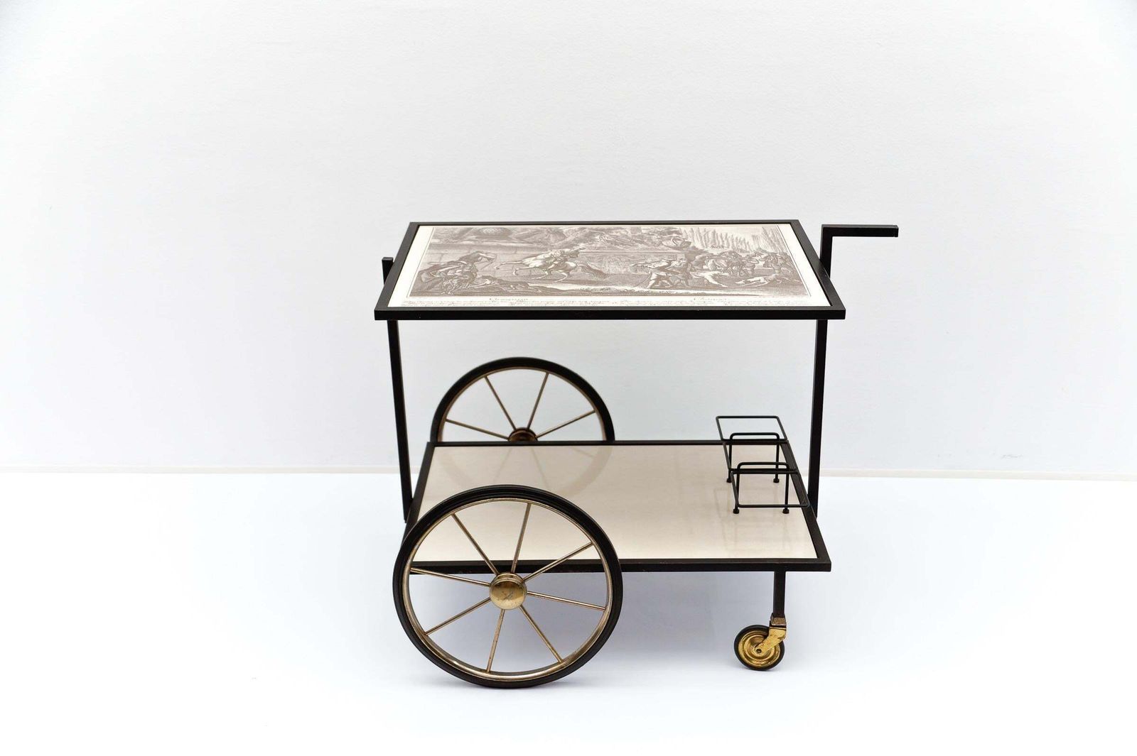 Simple And Elegant Metal Bar Cart Serving Trolley, "Changieren", 1960s Germany photo Furniture