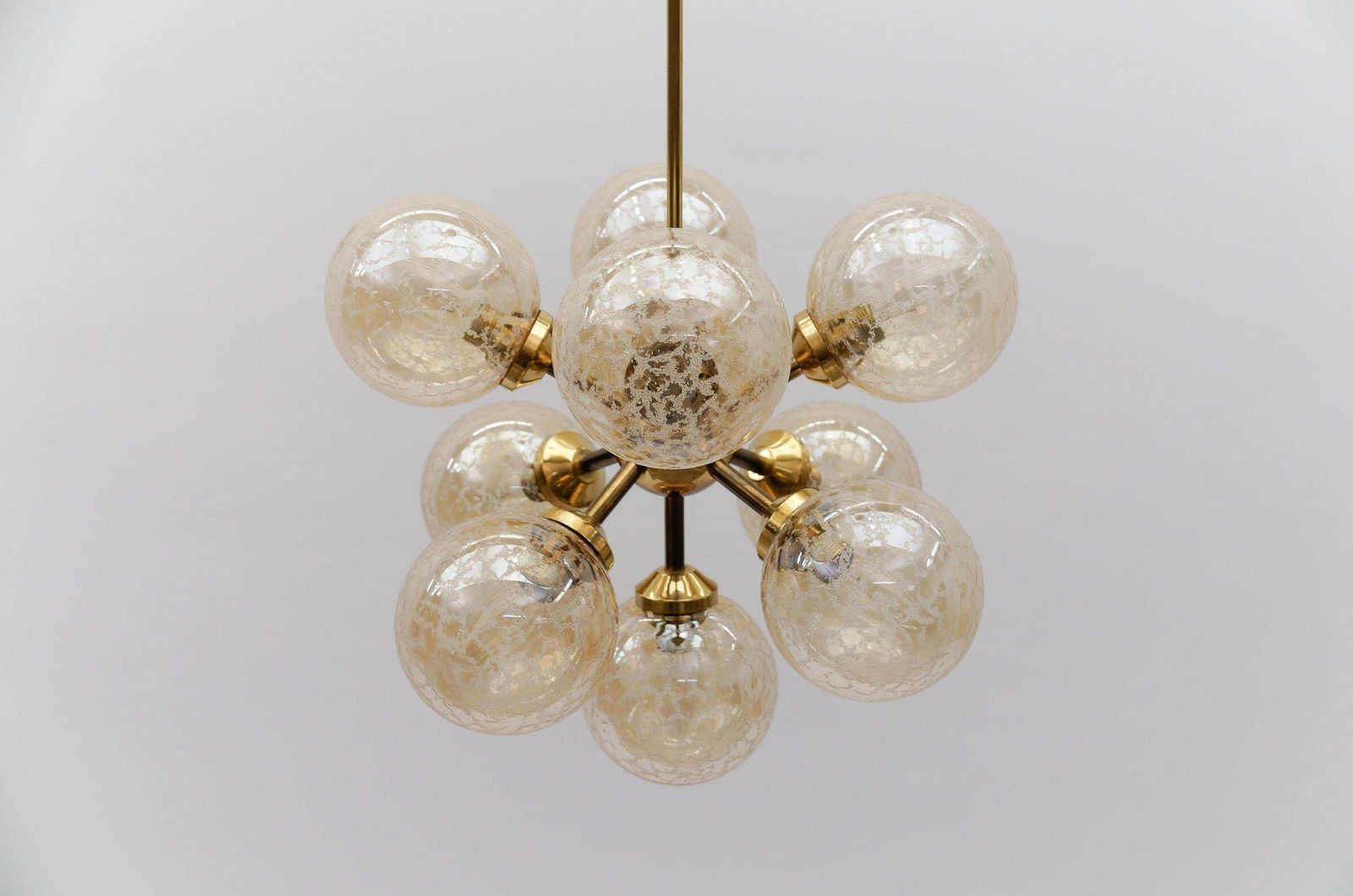 Mid Century Modern Ceiling Lamp With 9 Amber Glasses, 1960s Italy photo buy