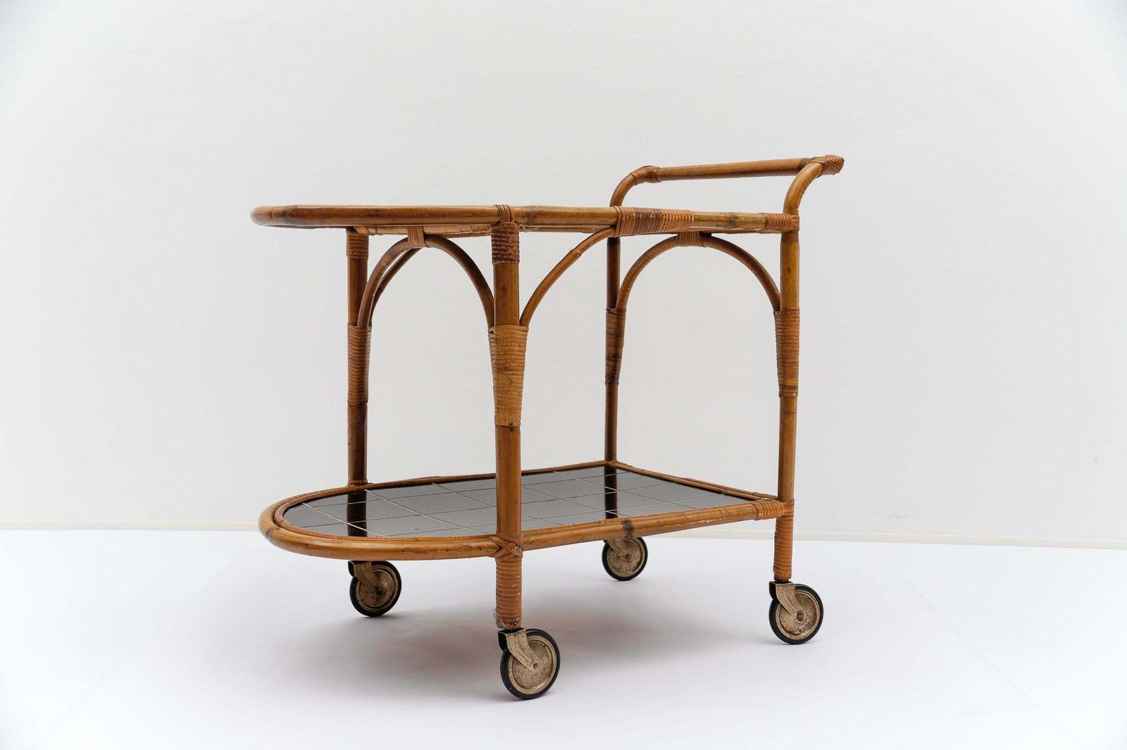 Bamboo And Rattan Bar Cart Serving Trolley, 1950s Italy photo 823.0