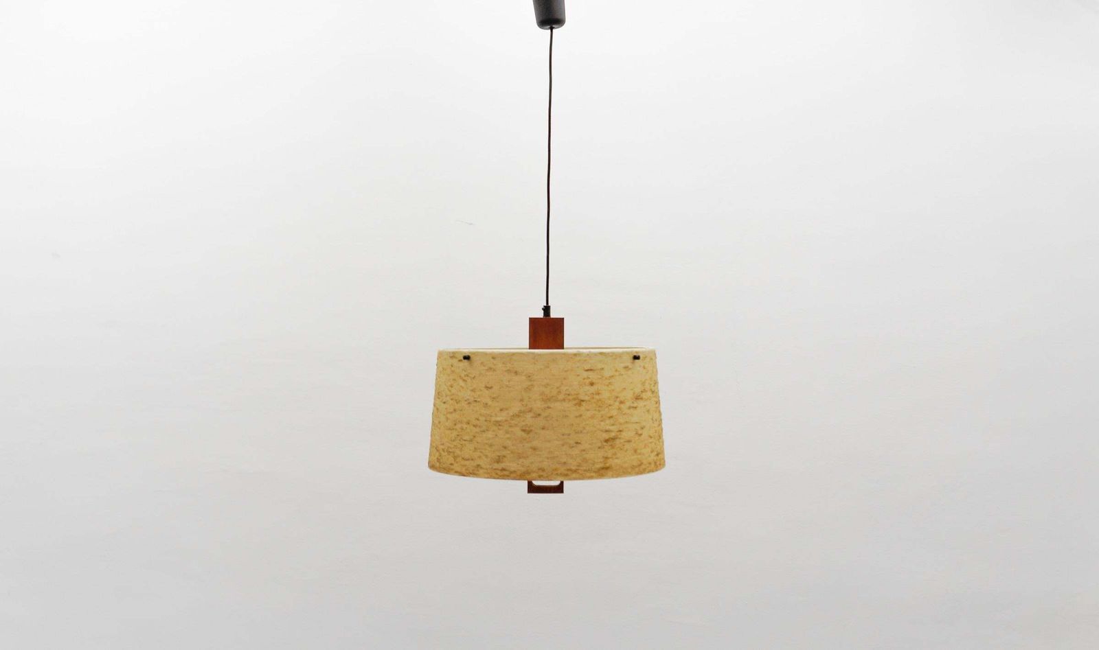 Lovely Ceiling Lamp In Teak And Glass Fiber By Temde Swiss, 1960s photo for sale