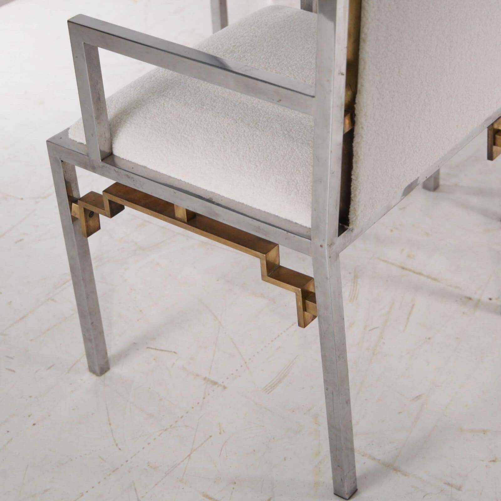 Set Of 6 Steel And Brass Armchairs photo for sale