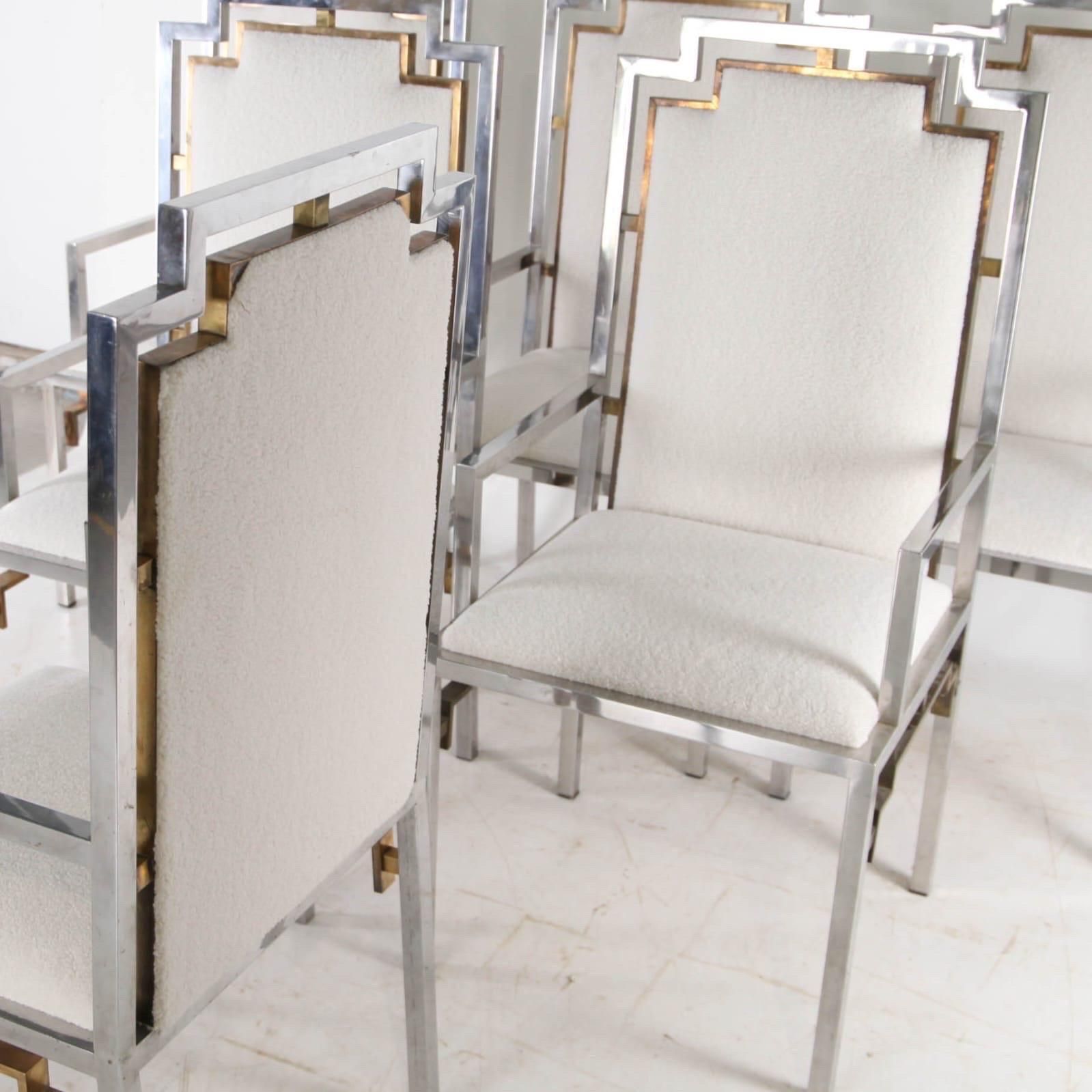 Set Of 6 Steel And Brass Armchairs photo 4336.0