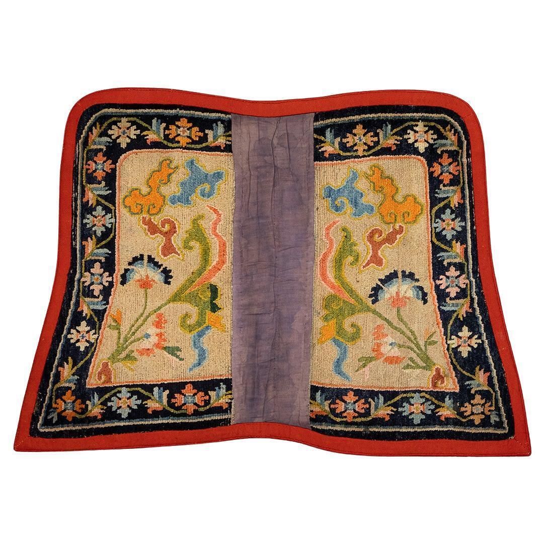 Tibetan Saddle Rug With Floral And Cloud Motifs