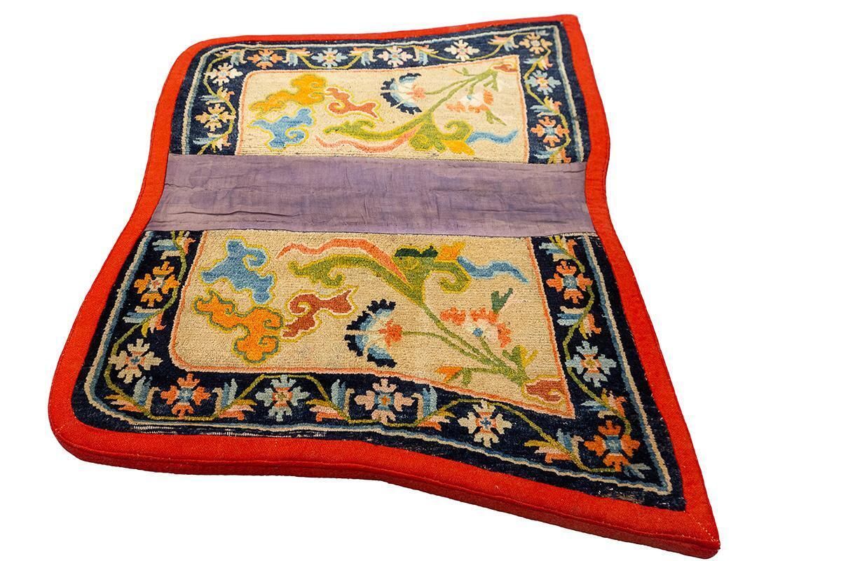 Tibetan Saddle Rug With Floral And Cloud Motifs photo Textiles