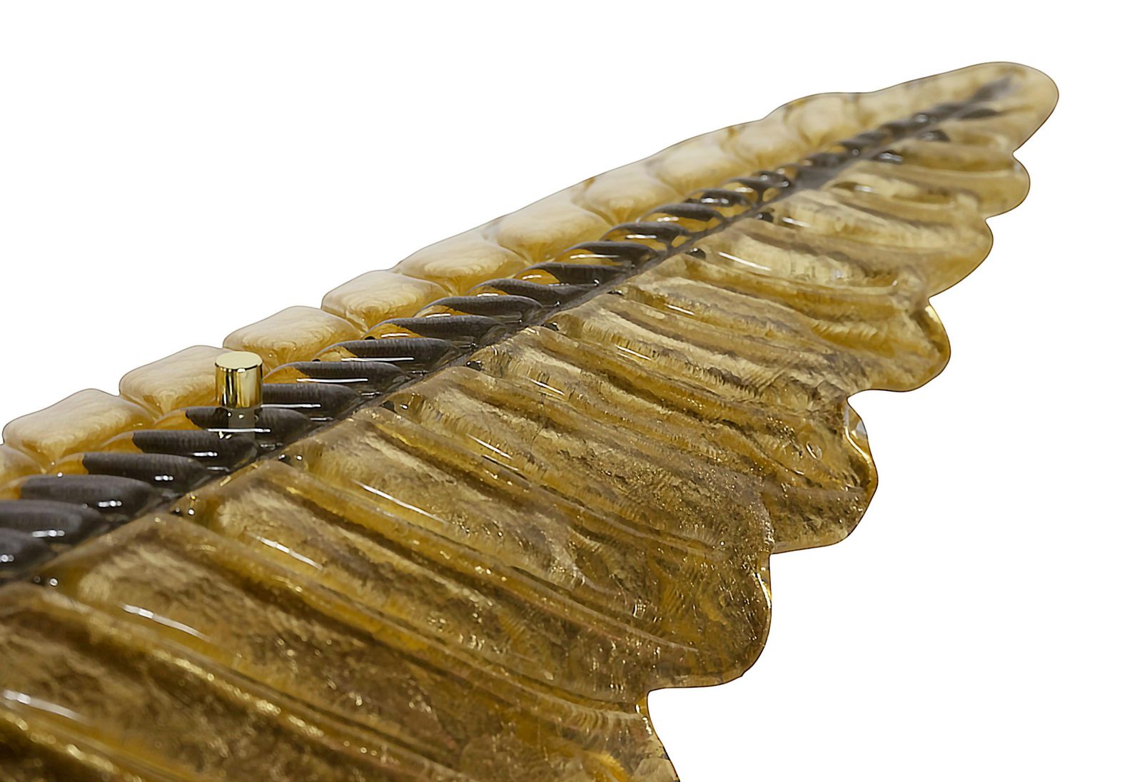 Pair Of Very Large Italian Leaf Form Murano Glass And Brass Wall Light Sconces photo 2567.0
