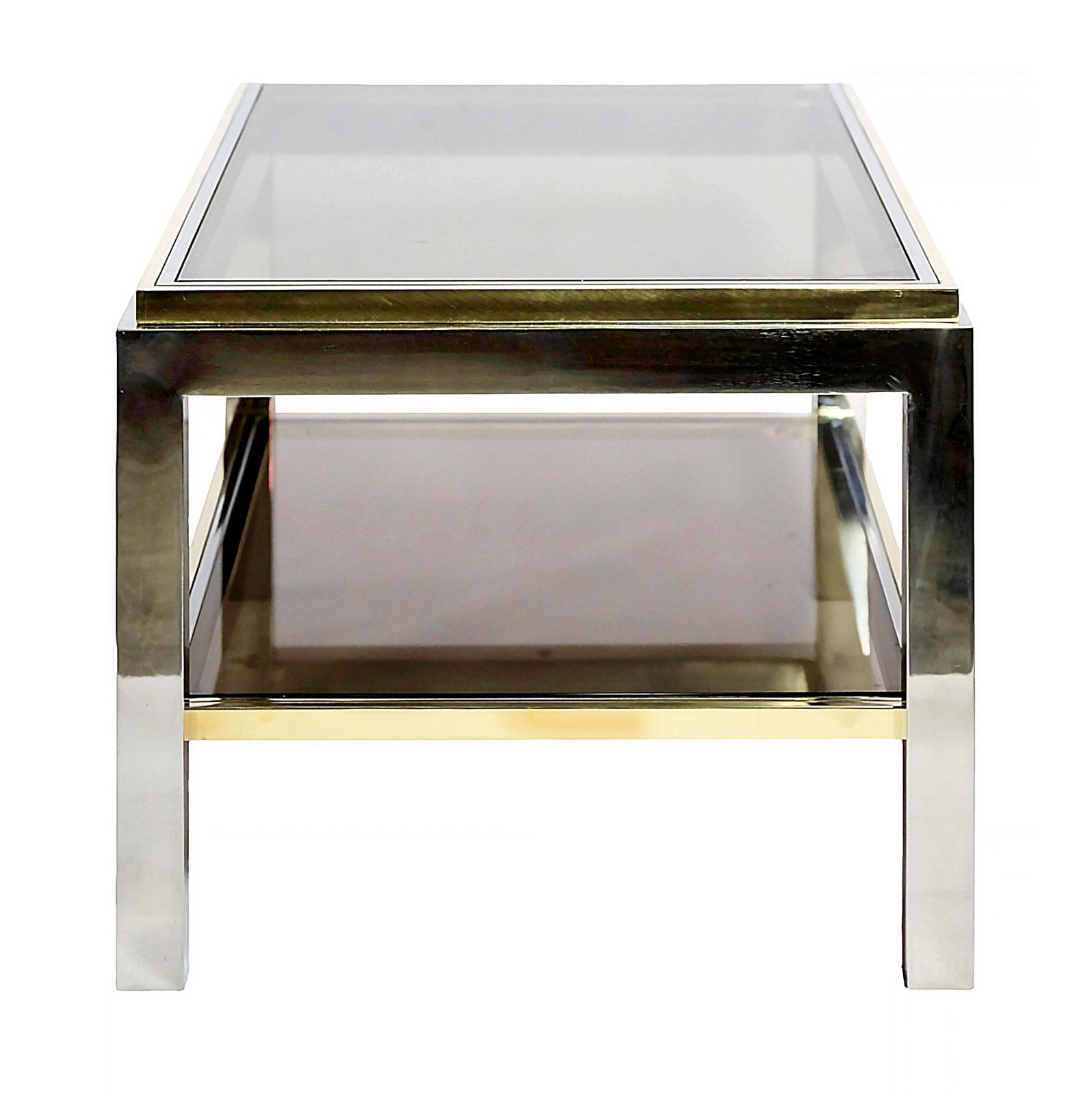 Mid Century Brass, Chrome And Glass Side Table Signed Jean Charles photo furniture