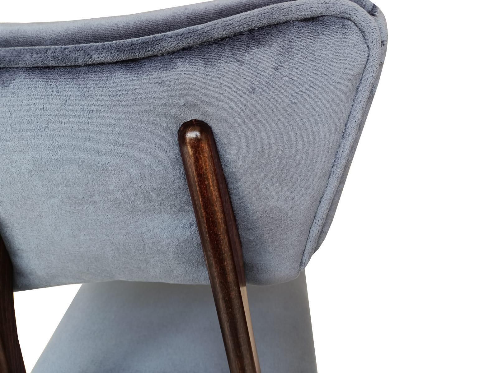 Mid Century Butterfly Chair, Navy Blue Gray Fabric, Walnut Wood, Europe, 1960s photo Furniture
