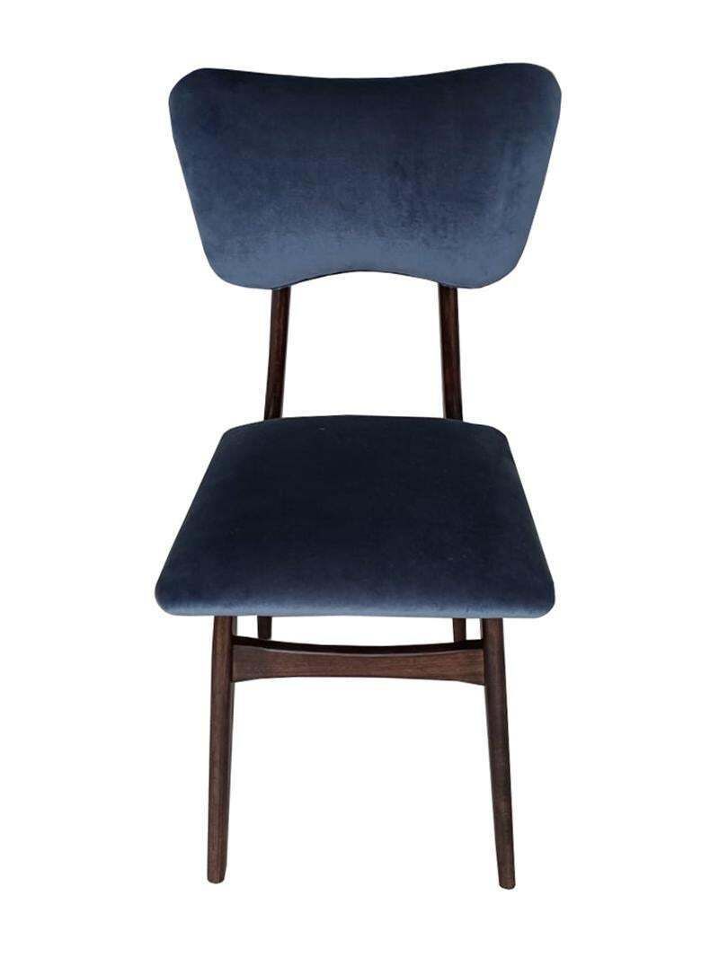 Mid Century Butterfly Chair, Navy Blue Gray Fabric, Walnut Wood, Europe, 1960s photo vinterior