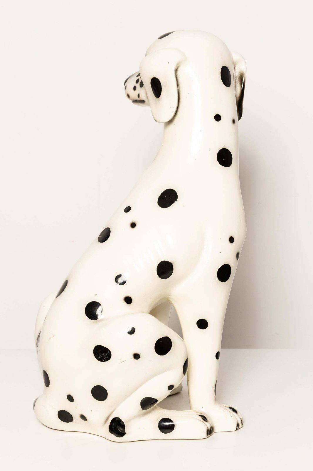 Mid Century White Big Dalmatian Dog Terracota Sculpture, Italy, 1960s photo vintage