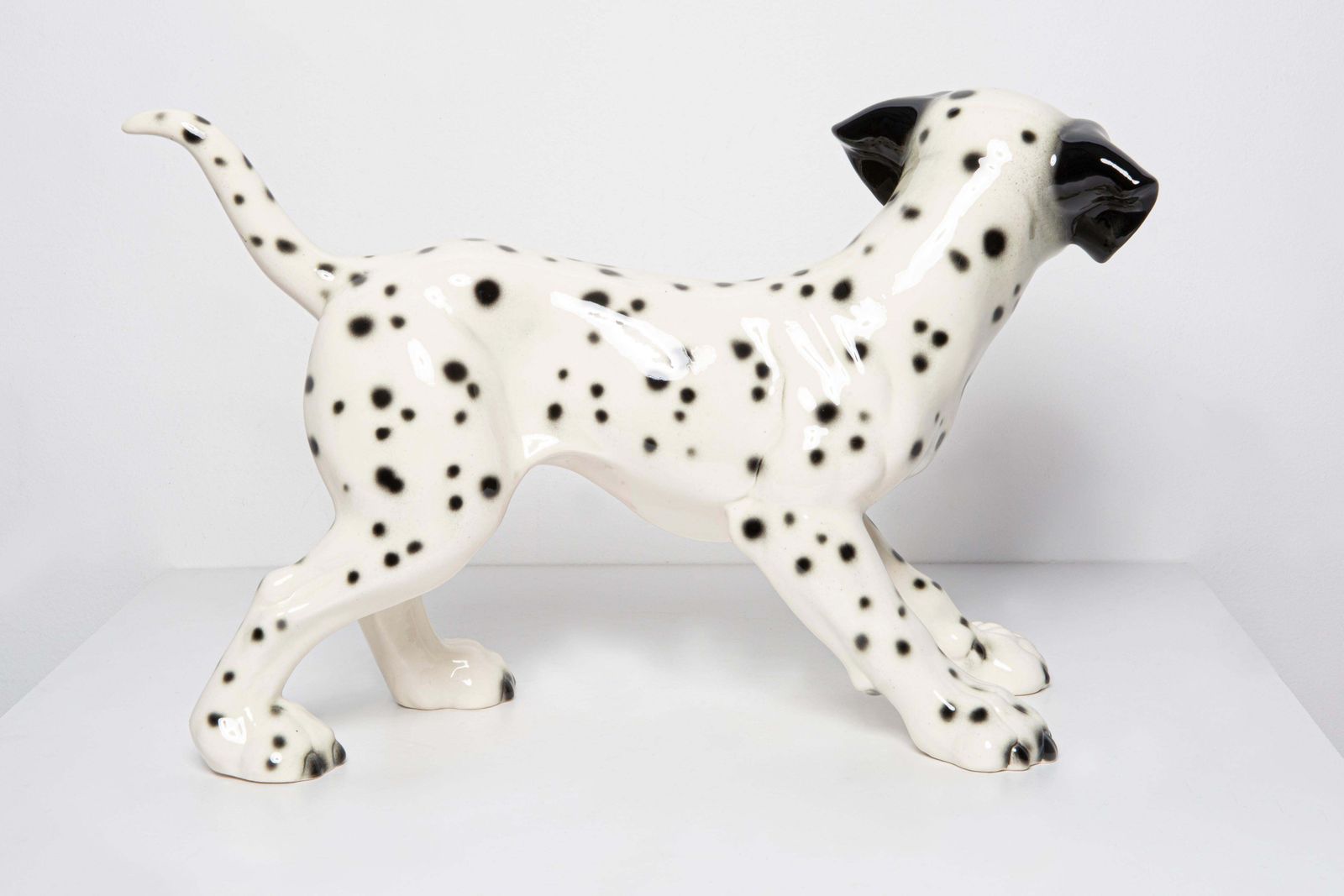 Mid Century White Big Dalmatian Dog Ceramic Sculpture, Goebel, Germany, 1960s photo vinterior