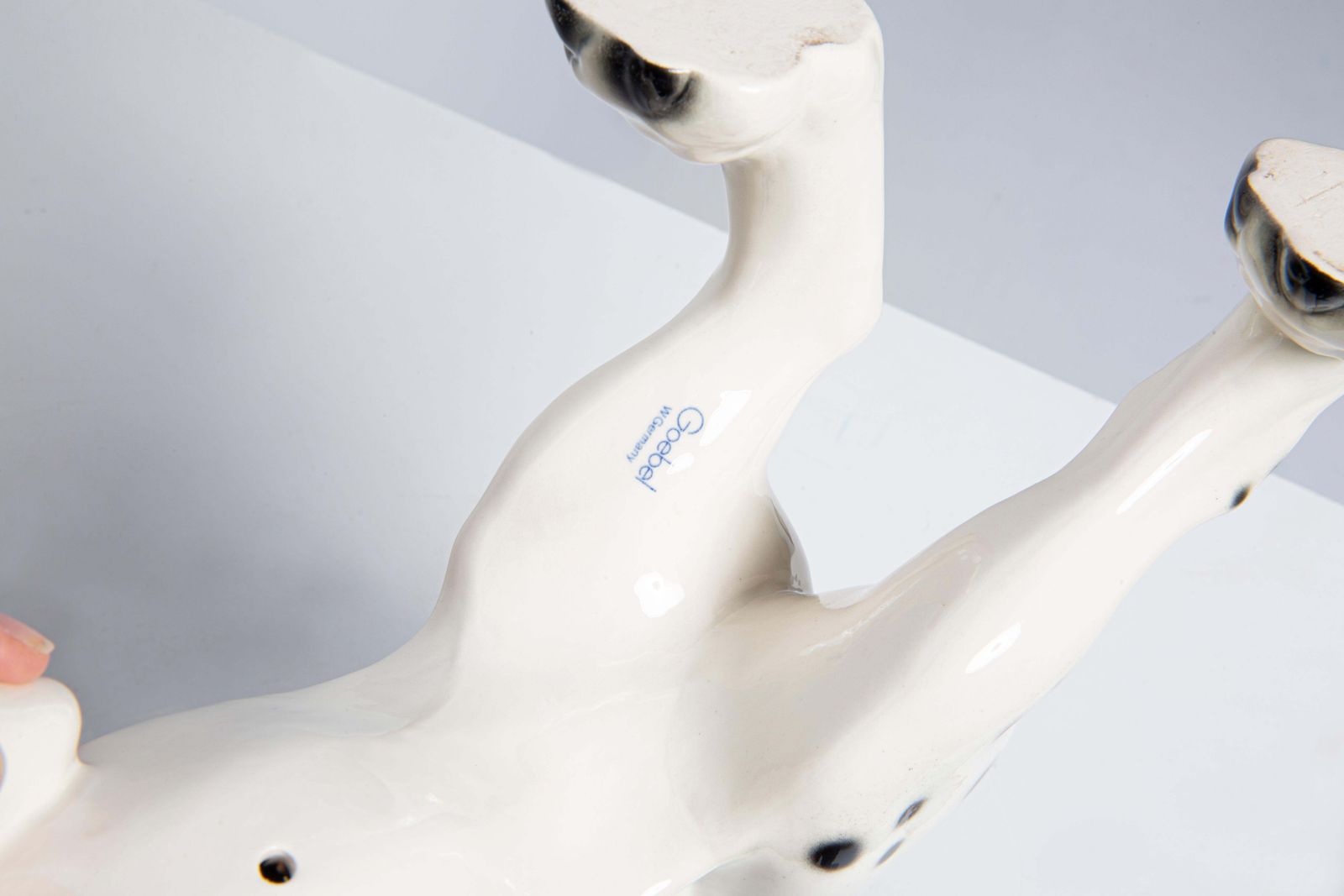 photo for sale Mid Century White Big Dalmatian Dog Ceramic Sculpture, Goebel, Germany, 1960s