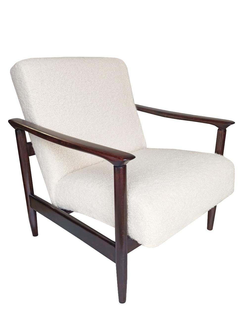 Mid Century Witte Bouclé Fauteuil, Gfm 142, Edmund Homa, Europa, Jaren 1960 photo vintage