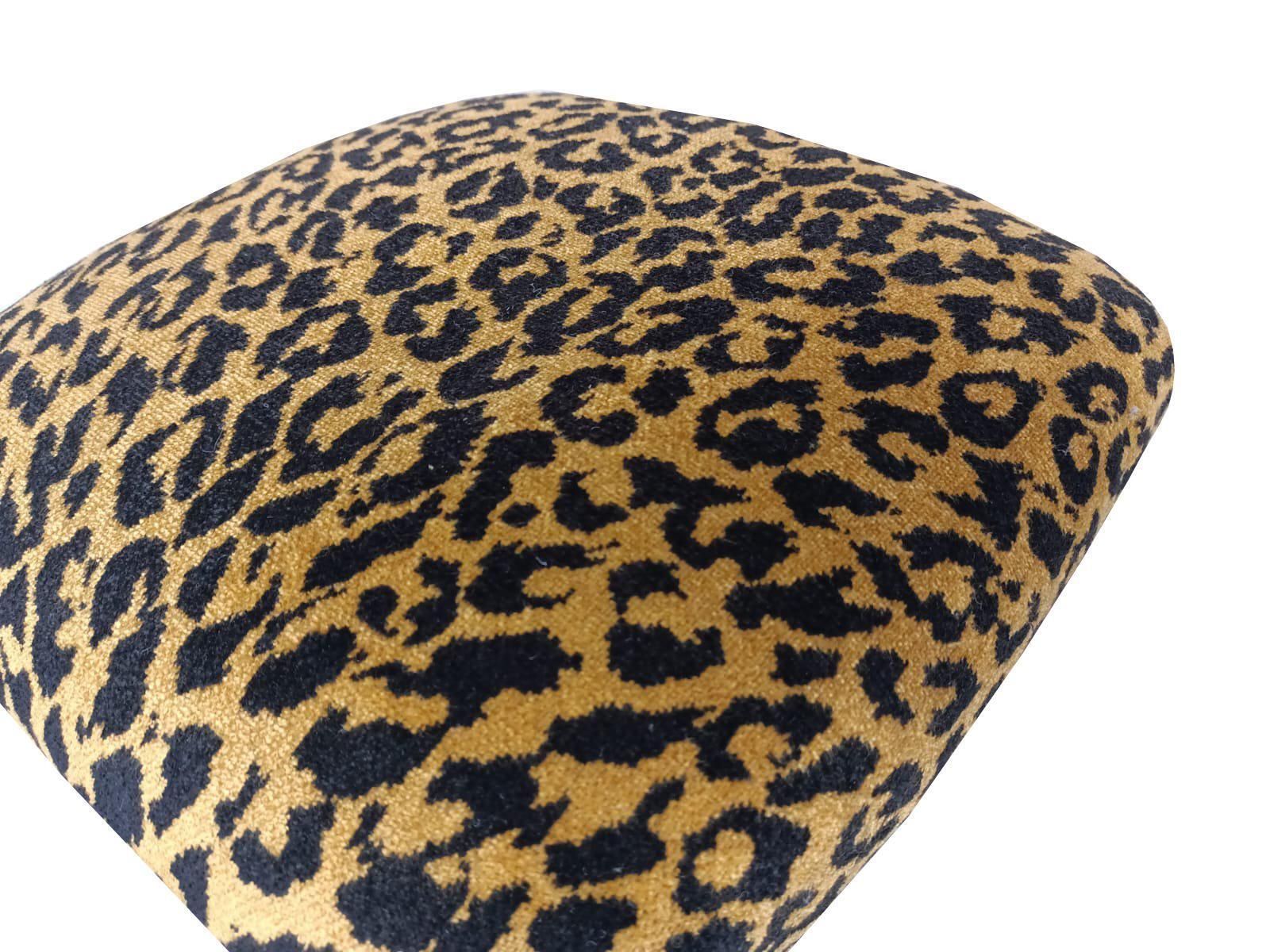 Pair Of Mid Century Leopard Velvet Stools, Europe, 1960s photo vinterior