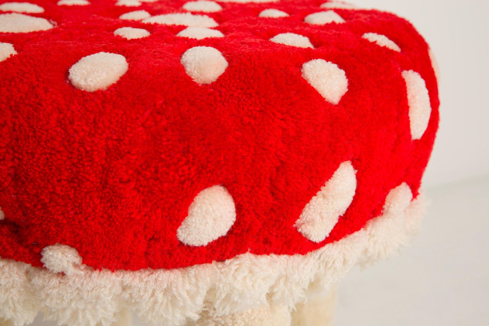 2080.0 Set Of Two Mid Century Hand Tufting Mushroom Wool Stools, Europe, 1960s photo