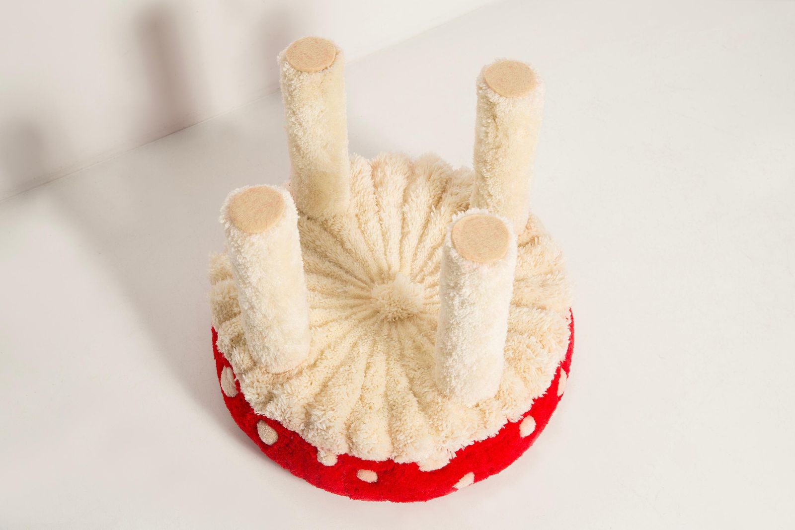 photo buy Set Of Two Mid Century Hand Tufting Mushroom Wool Stools, Europe, 1960s