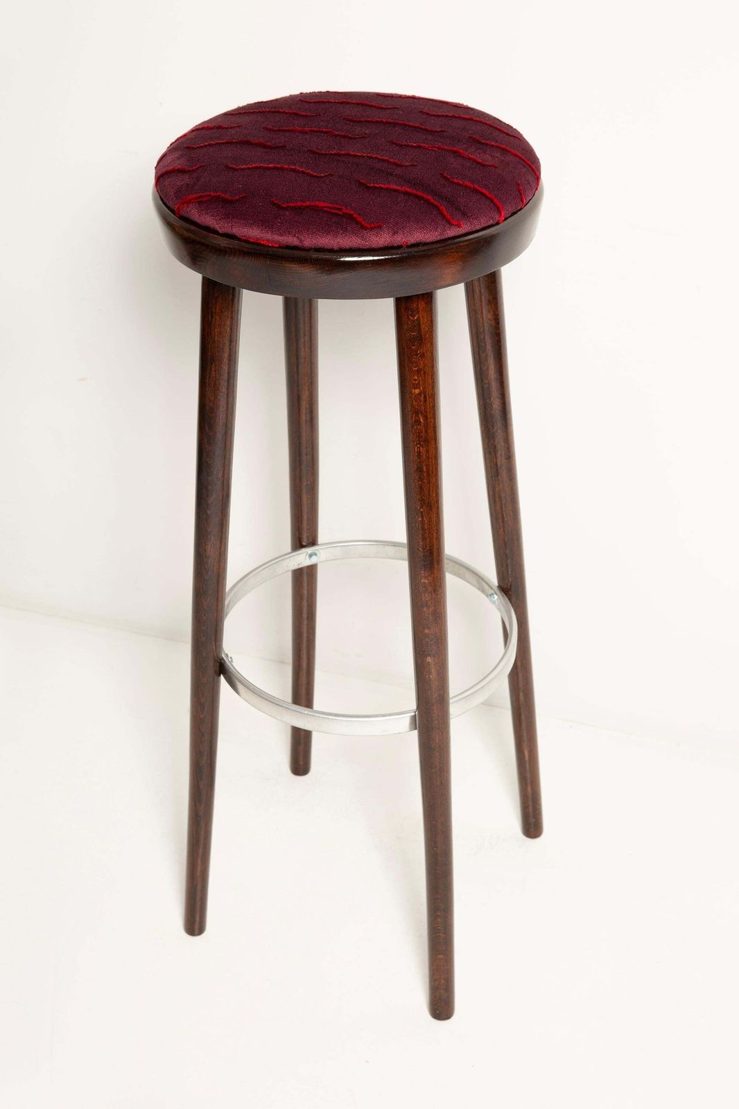 Three Mid Century Bar Stools Velvet Nouvelles Vagues By Dedar, Europe, 1960s photo Furniture