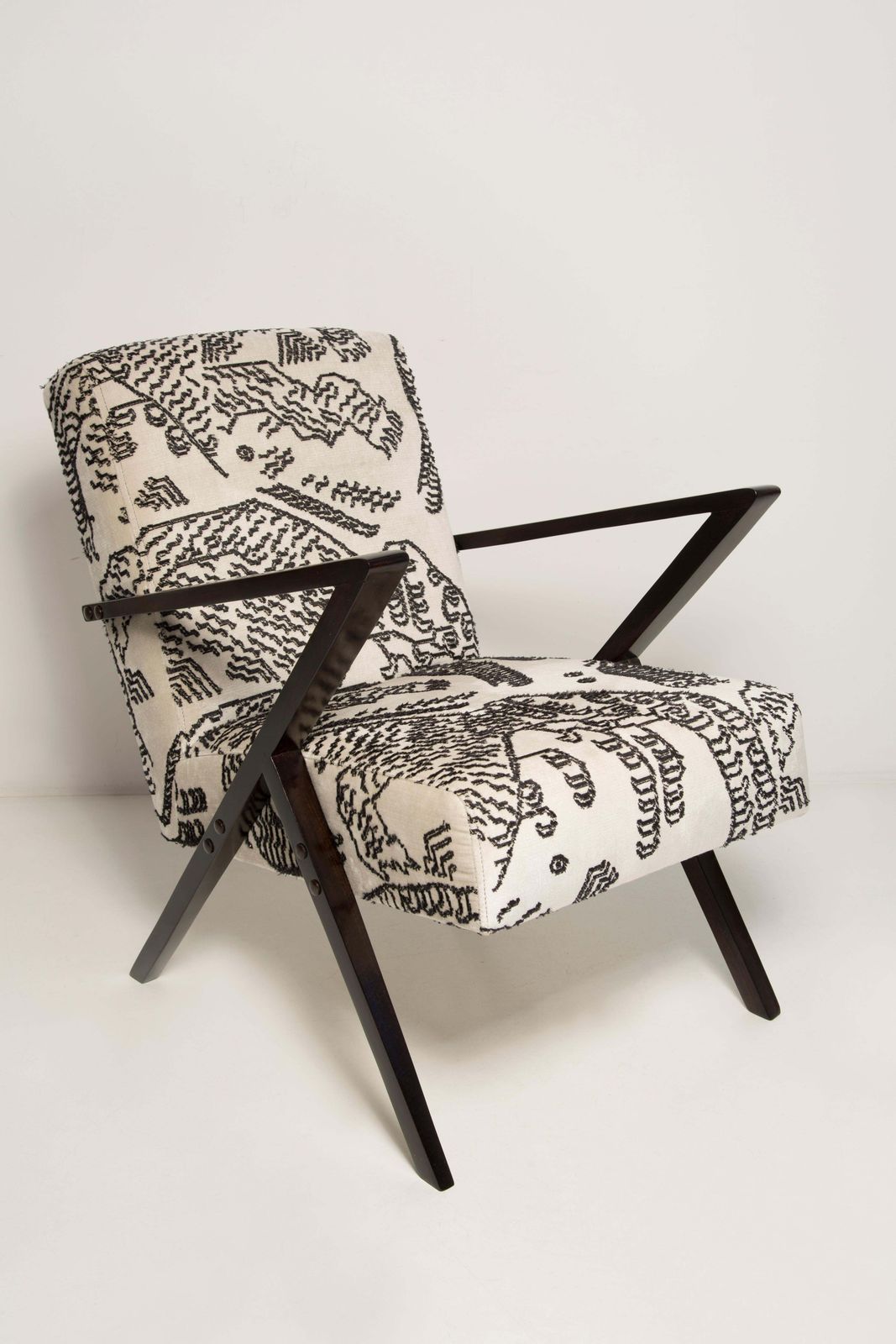 Mid Century Unique Zet Armchair, Tiger Mountain Jacquard By Dedar, 1970s, Europe photo furniture