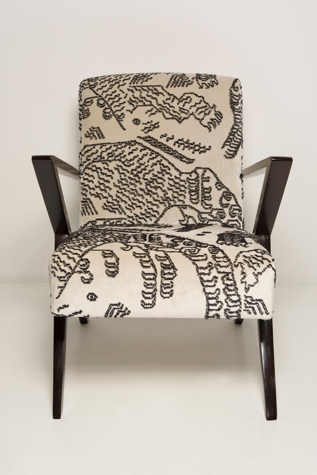 Mid Century Unique Zet Armchair, Tiger Mountain Jacquard By Dedar, 1970s, Europe photo for sale