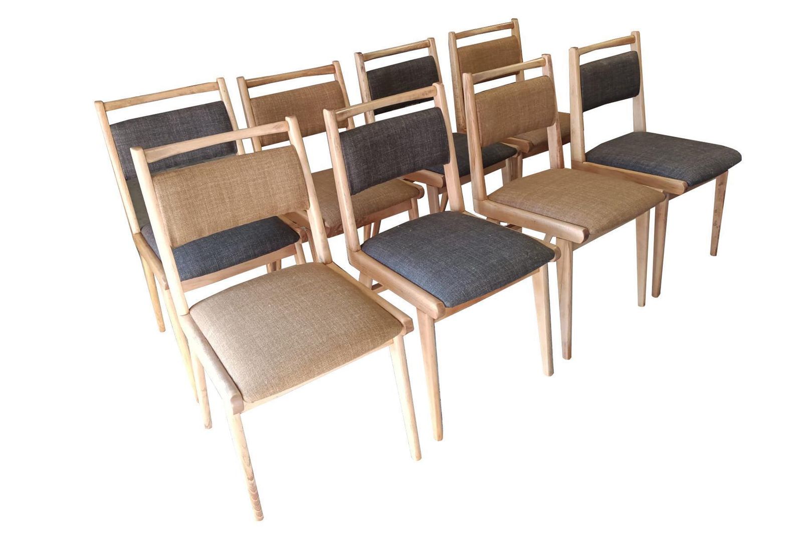 Six Mid Century Jar Chairs, Tabacco Wool Millais By Dedar, Poland, Europe 1960s. photo buy