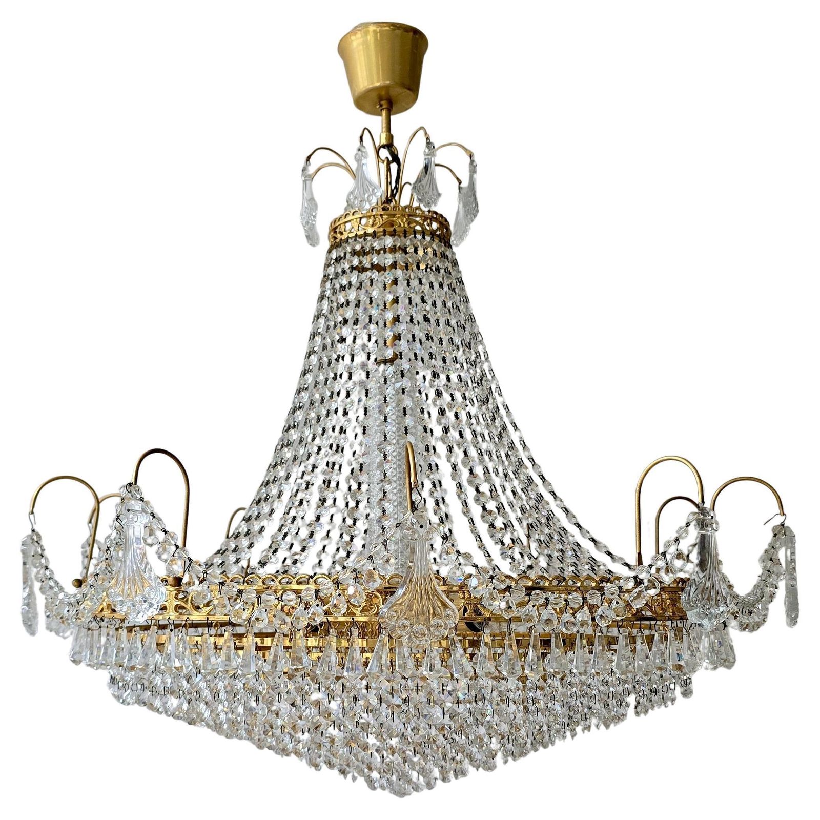 Magnificent Antique Empire Style Crystal Chandelier, France, Circa 1900–1920