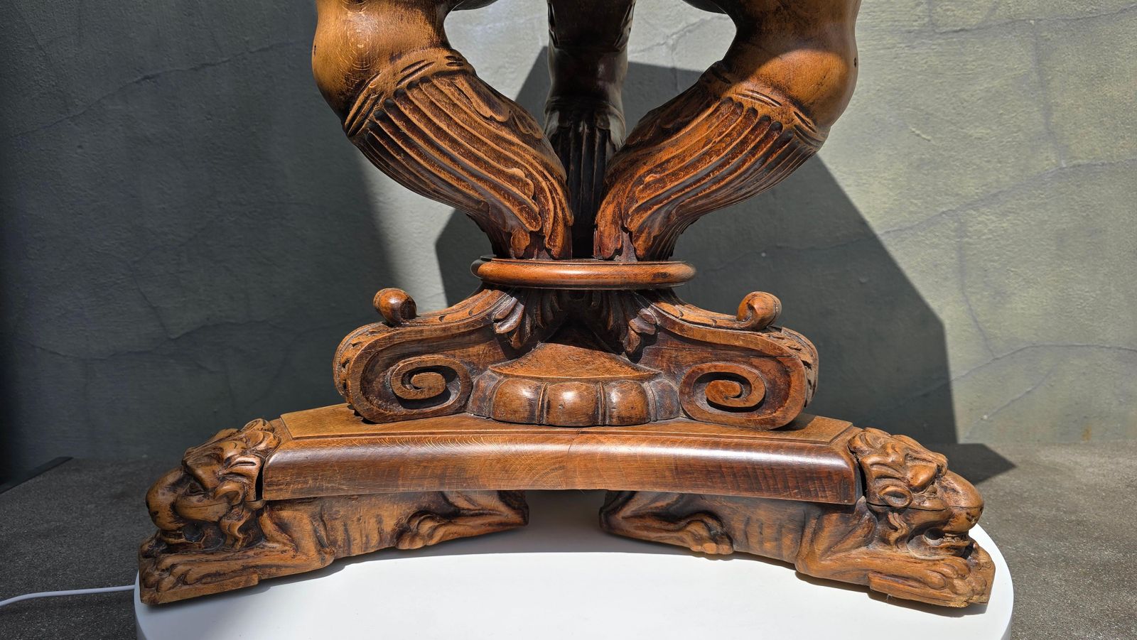 photo for sale 19th Century Italian Table With Carved Female Sphinxes And Lions