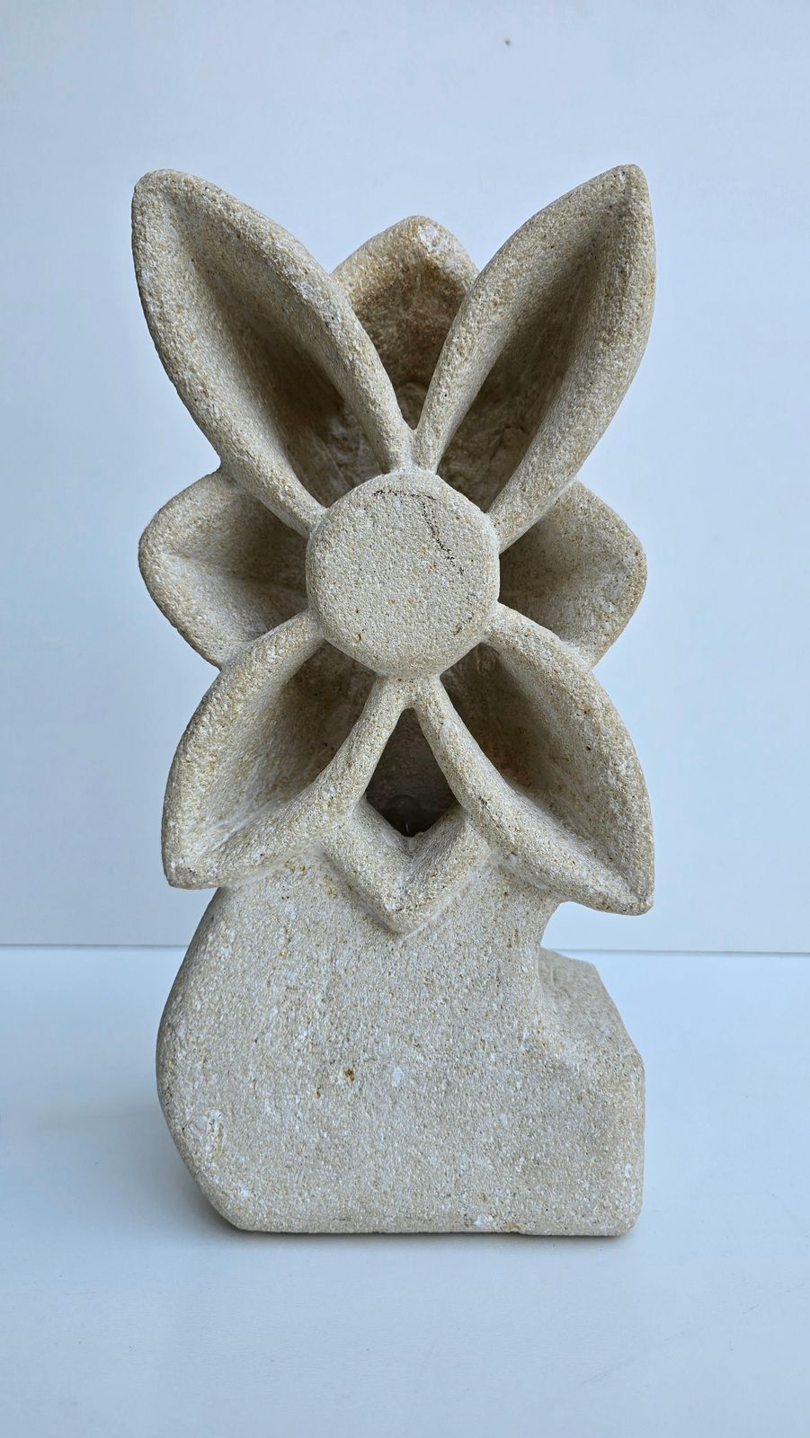 Brutalist Limestone Flower Lamp, France, 1970s — In The Style Of Albert Tormos photo furniture