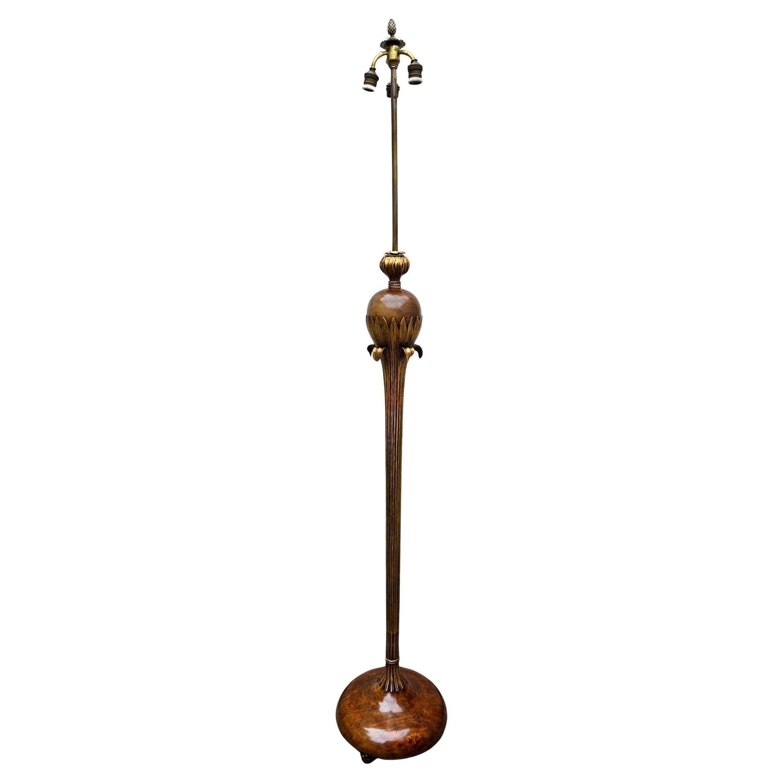 Gilded Wood Floor Lamp By Alfred Chambon, 1930s photo for sale