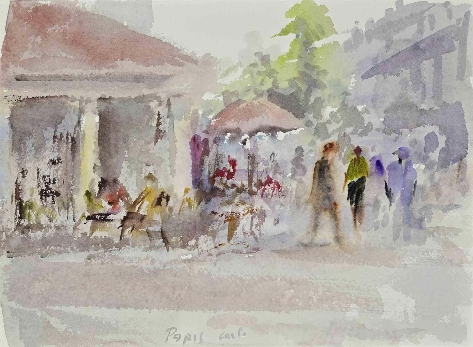 Carlo Ravagnaneveryday Life In Paris   Drawing By Carlo Ravagnan   1970s1970s
