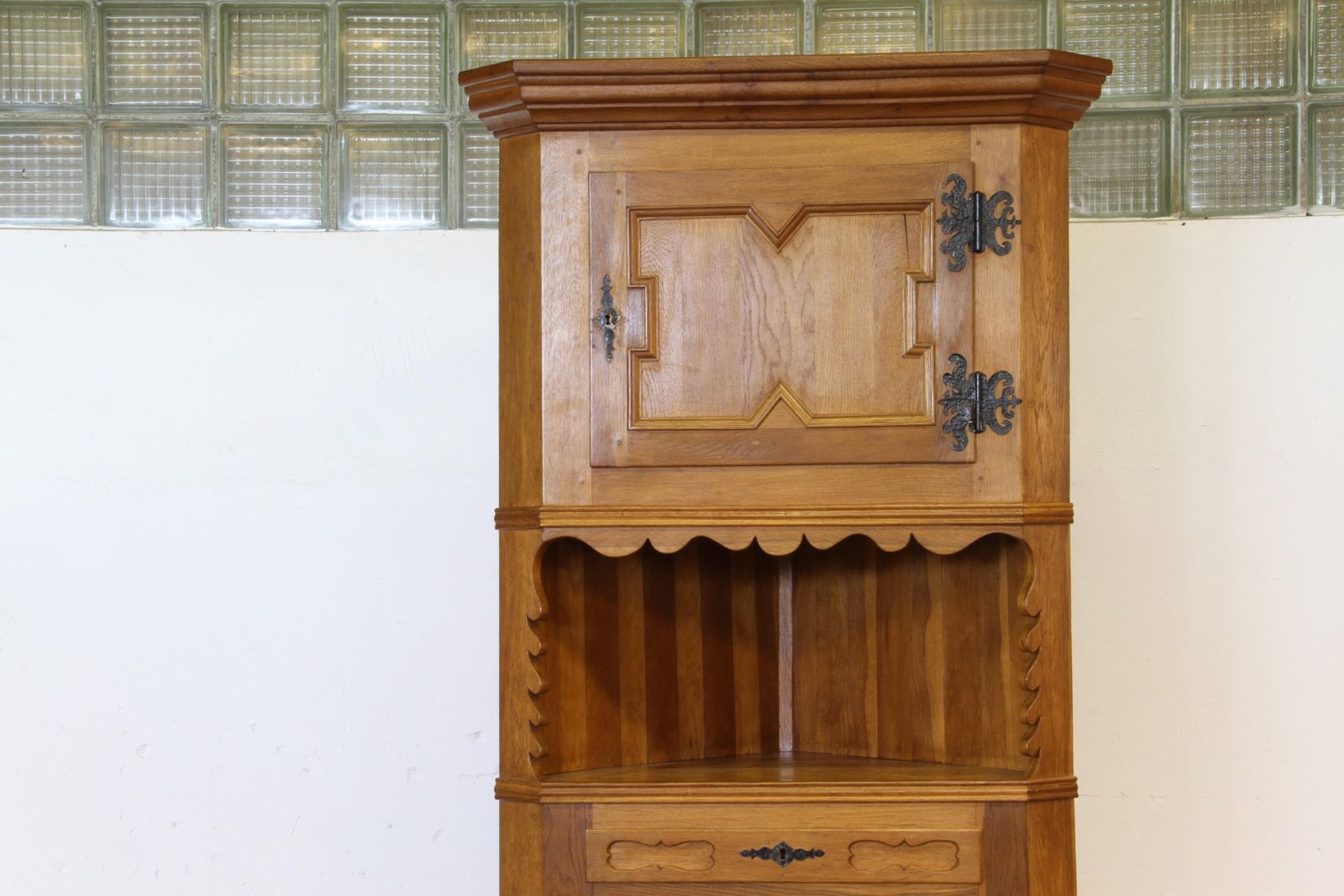 Vintage 1960s Corner Cabinet In Solid Oak Style Of Kjærnulf, Danish Modern photo for sale