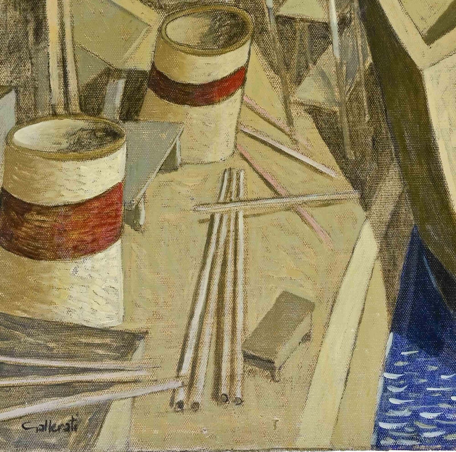 Alberto Galleratii'm Building Myself A Ship   Paint By Alberto Gallerati   1970s1970s photo for sale