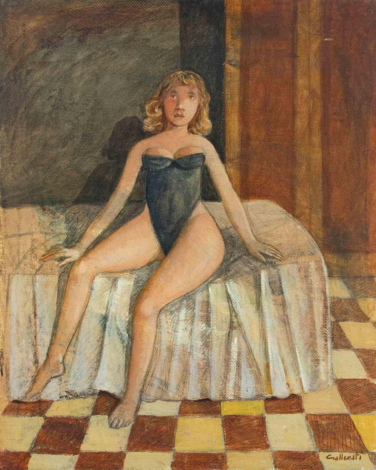 Alberto Galleratia Look To The Right   Paint By Alberto Gallerati   1970s1970s
