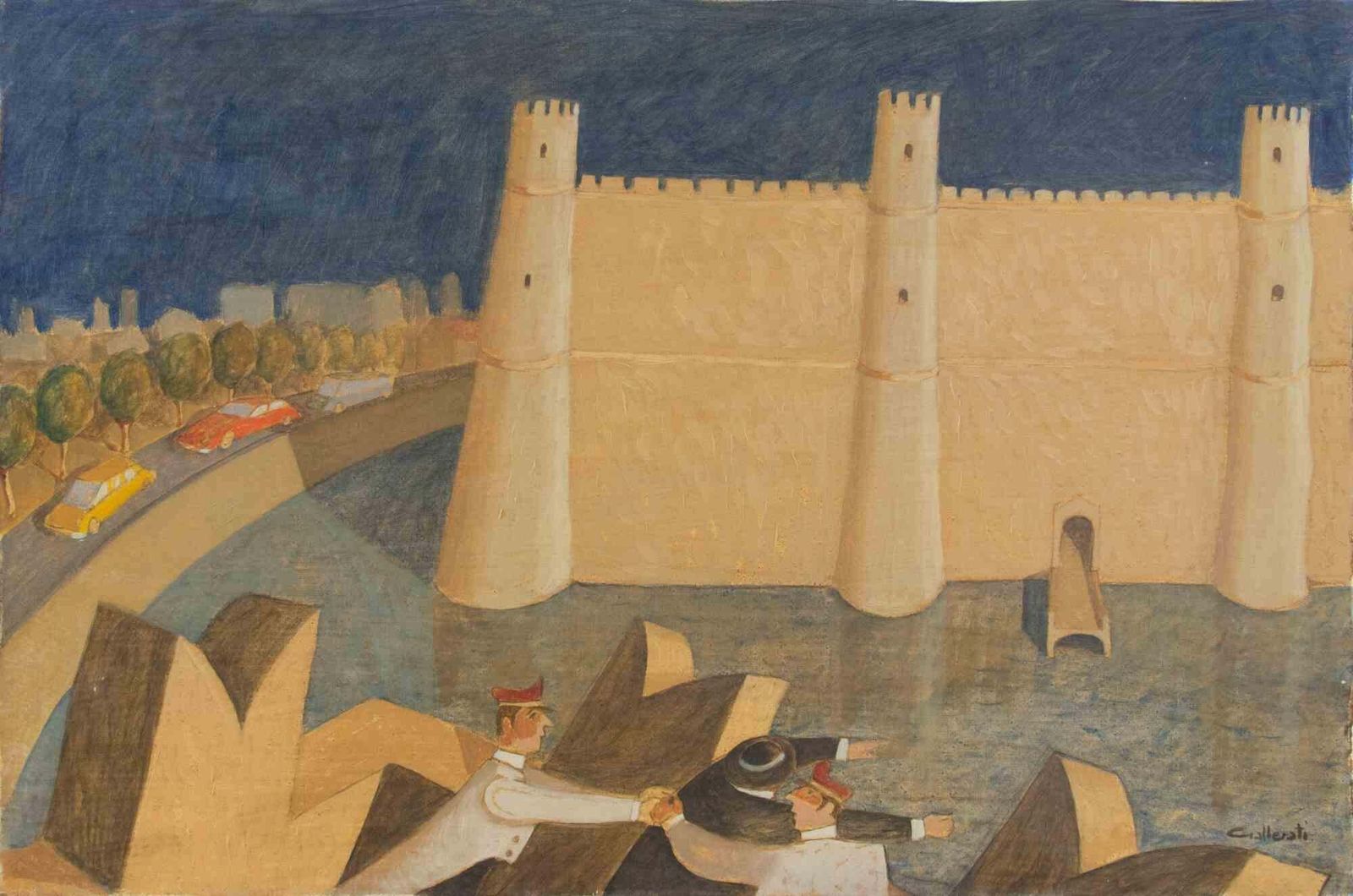 Alberto Galleratithe Contested Castle   Paint By Alberto Gallerati   1970s1970s