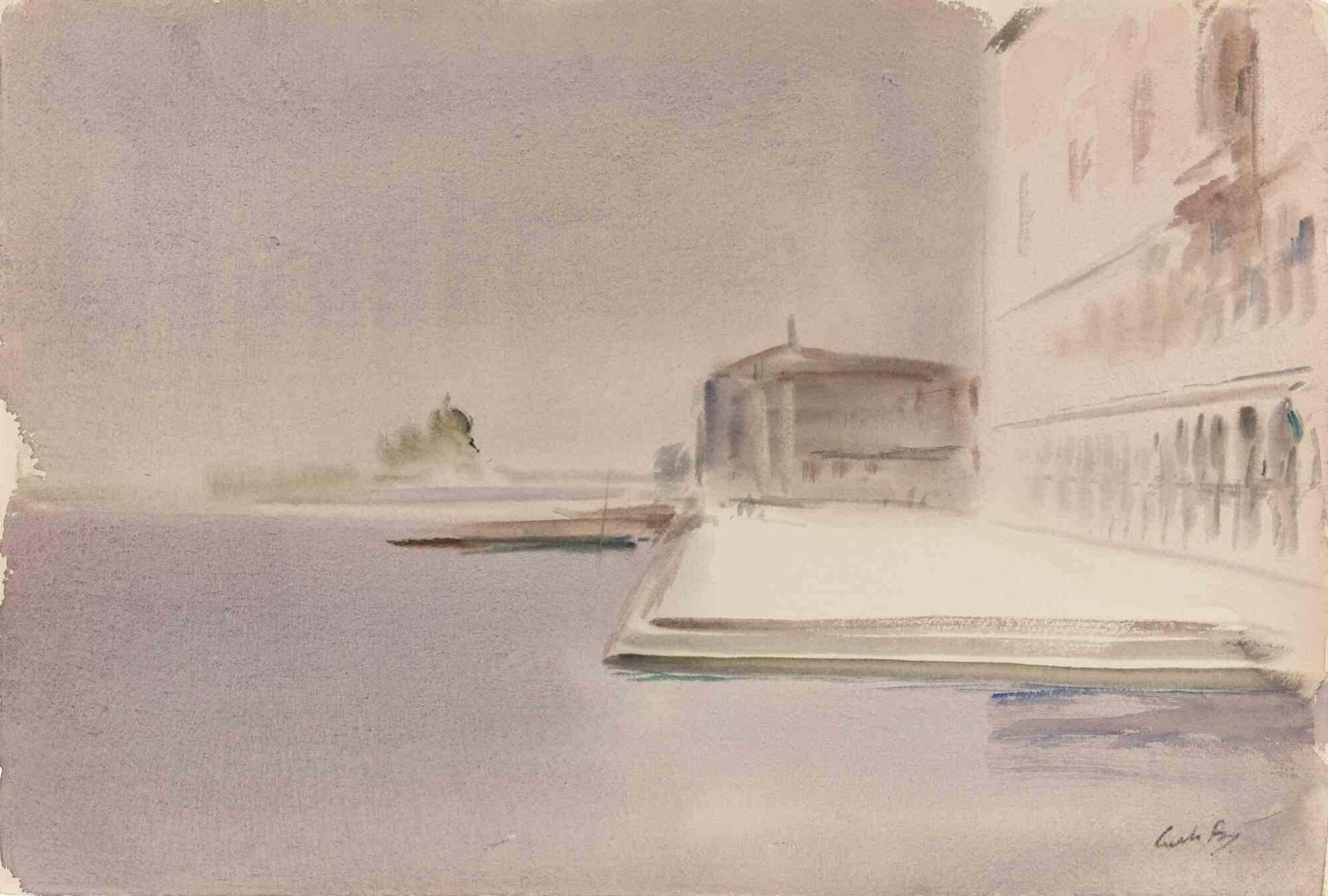 Carlo Ravagnanview Of Riva Schiavoni In Venice   Drawing By Carlo Ravagnan   19781978