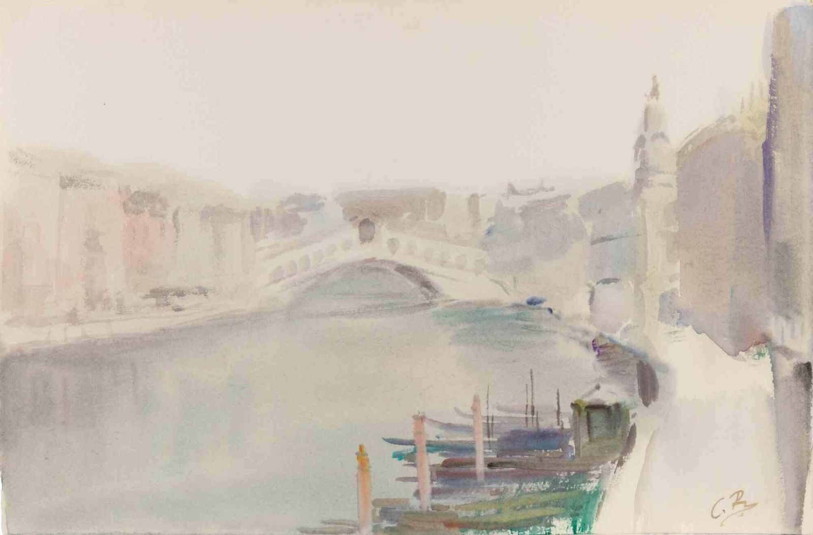 Carlo Ravagnanview Of Venice (Ponte Di Rialto)   Drawing By Carlo Ravagnan   1970s1970s
