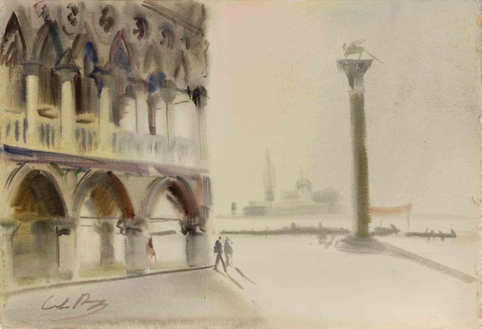 Carlo Ravagnanpiazzetta A San Marco, Venice   Drawing By Carlo Ravagnan   1970s1970s