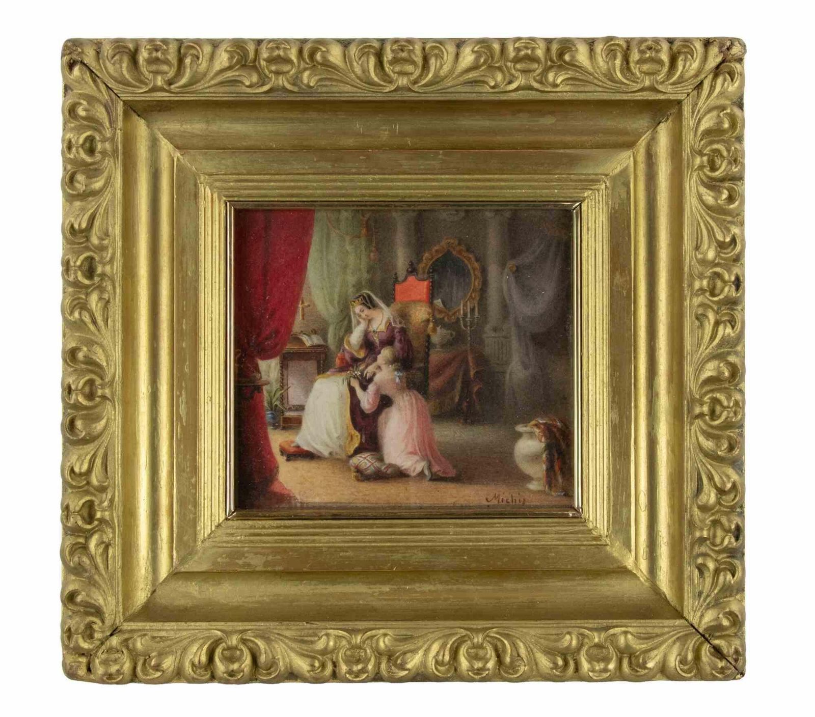 Pietro Michiscourtesan Scene   Paint By Pietro Michis   Late 19th Centurylate 19th Century photo for sale