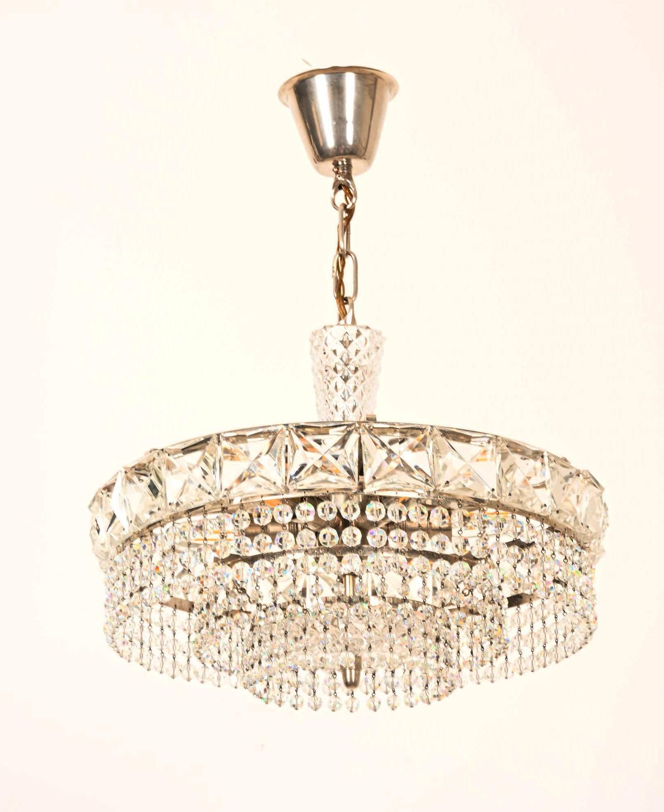 Nickel Plated Cut Crystal Chandelier photo for sale