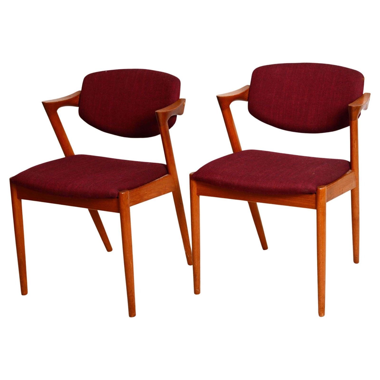 A Pair Of Teak Dining Chairs By Kai Kristiansen Model 42