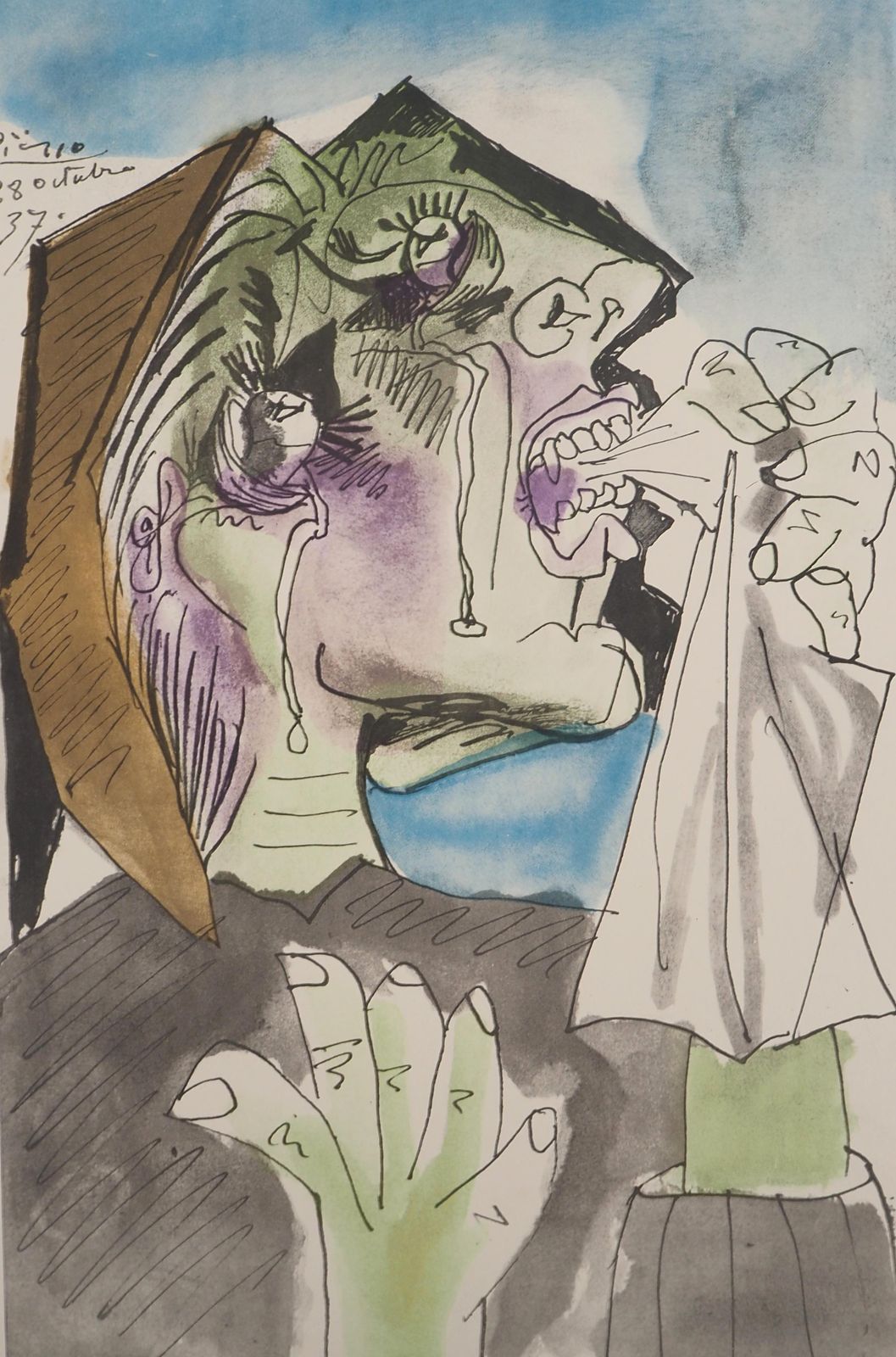 (After) Pablo Picassoweeping Dora Maar   Lithograph And Stencil, Signed1946 photo for sale