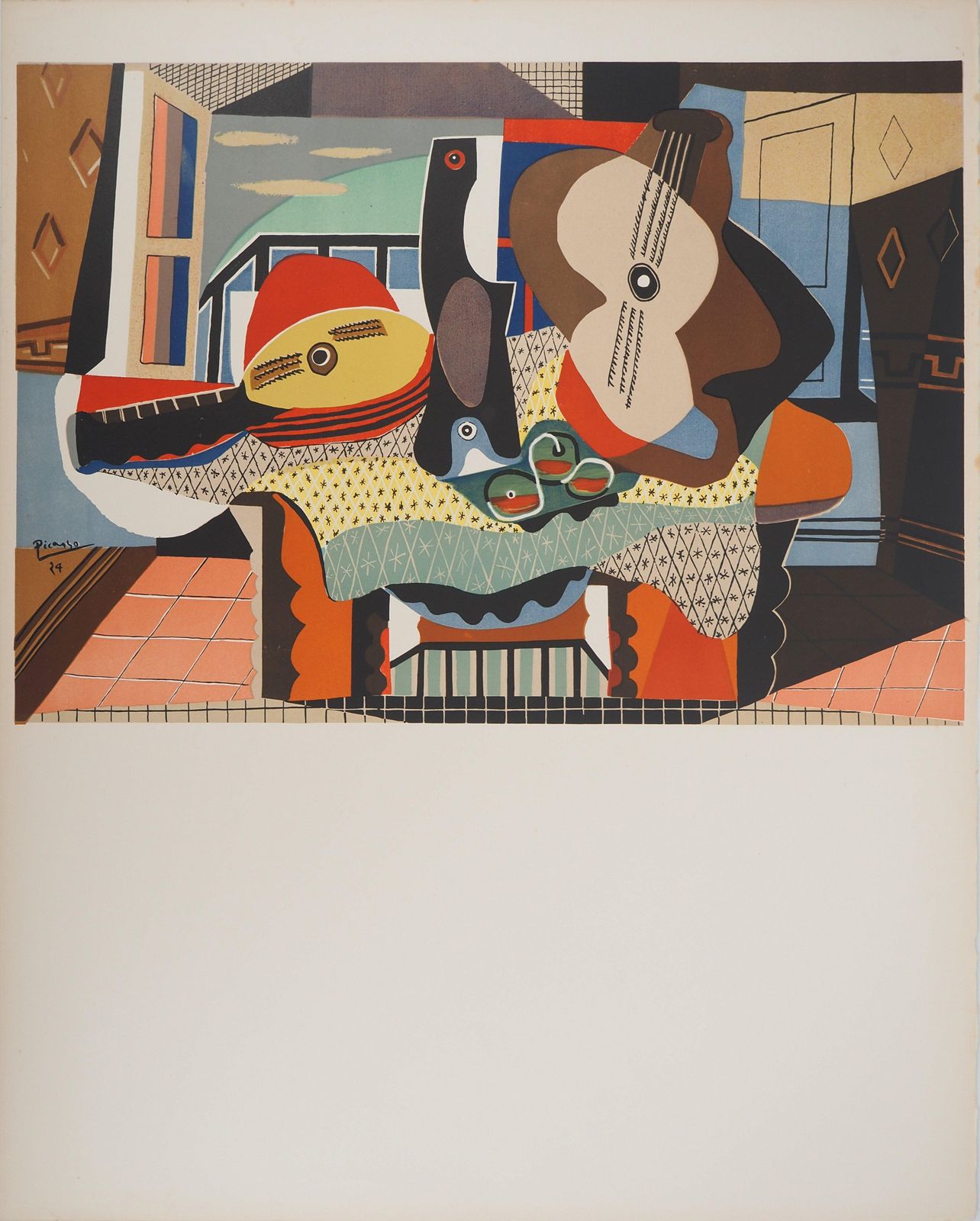Pablo Picassomandolin And Guitar   Lithograph (Mourlot)1958 photo furniture