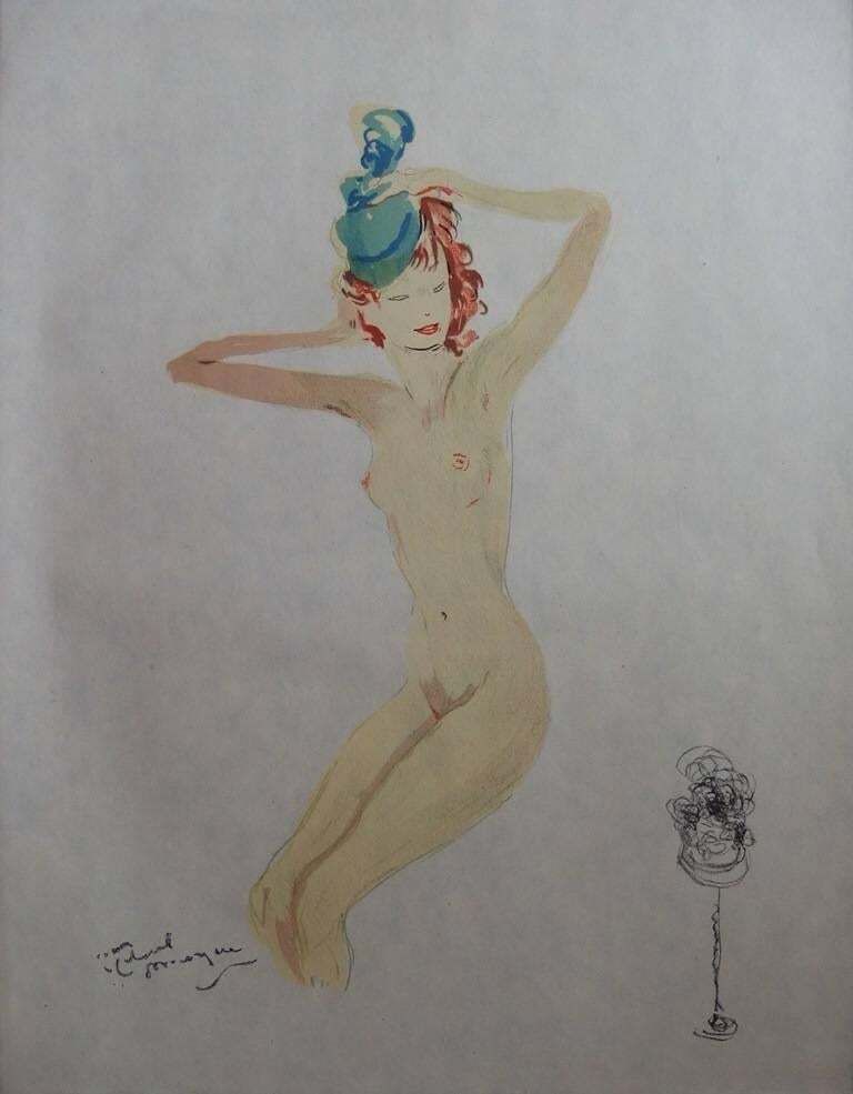 Jean Gabriel Domerguethe Hat : Dressed With Nothing   Original Signed Lithograph   Mourlot, 19561956