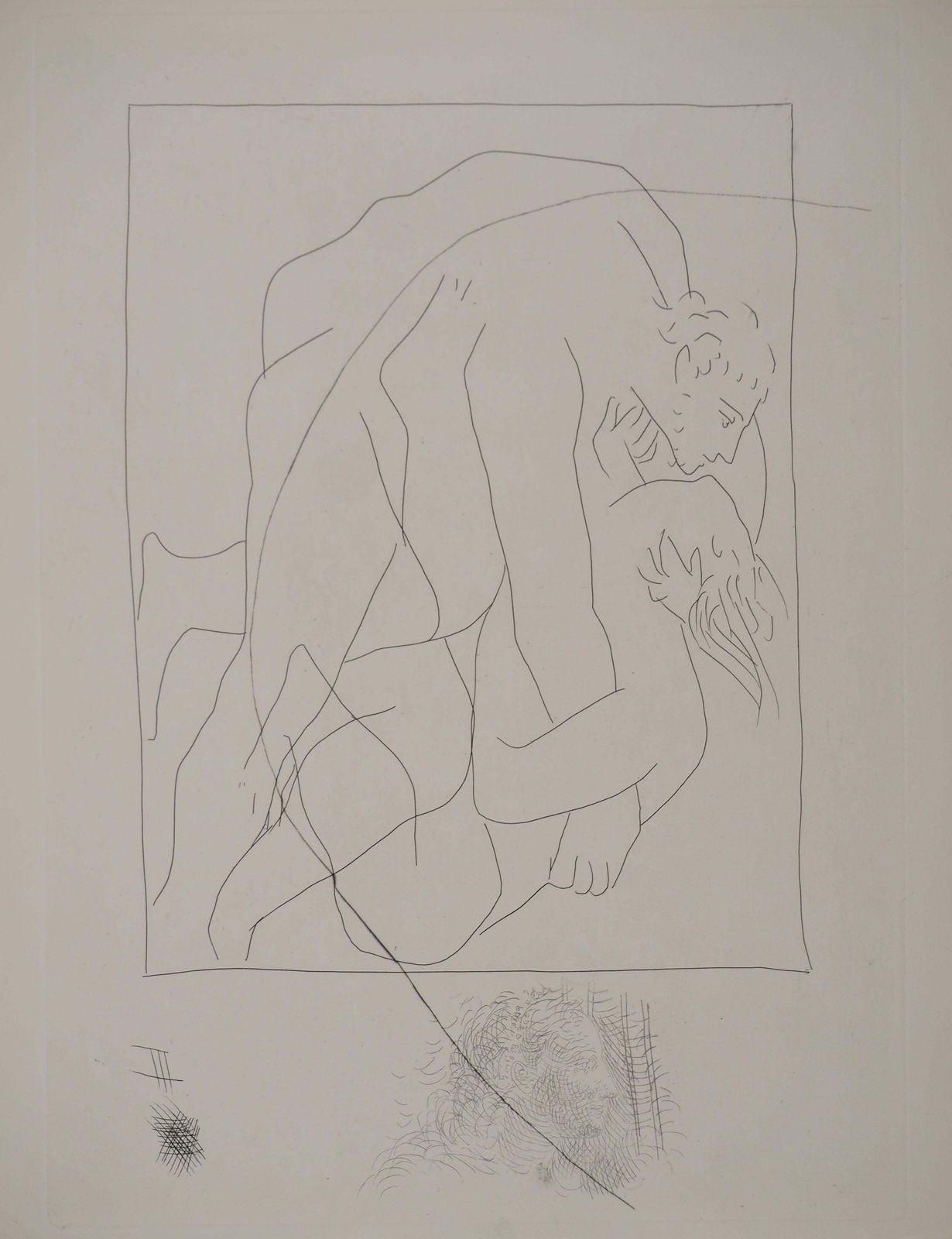 Pablo Picassométarmorphoses D'ovide, Wrestling Scene   Original Etching (Baer #154)1936