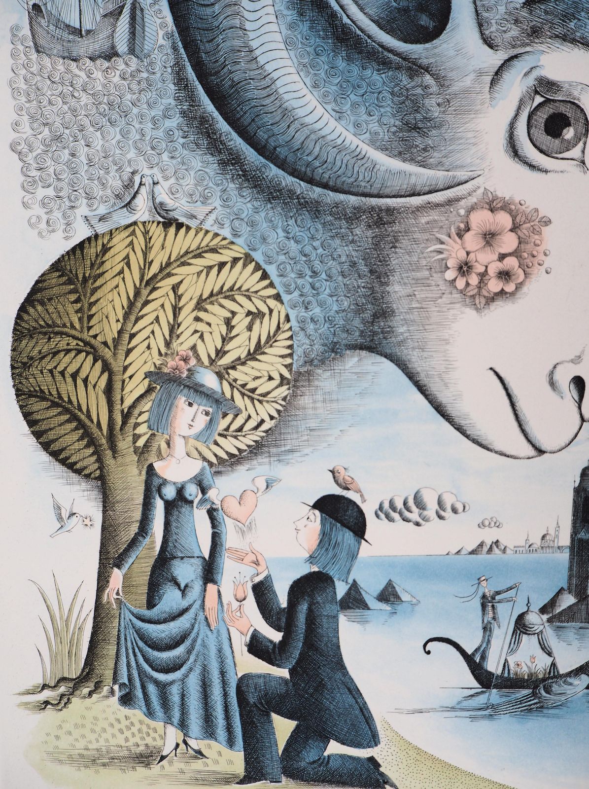 Raymond Peynetastrology, The Zodiac : Aries   Original Etching Handsigned, 19791979 photo Art